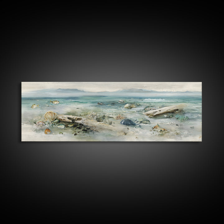 Coral Reef Panorama Canvas Print, Marine Life Art, Beach Decor, Living Room Decor, Abstract Art, Marine, Ocean Decor, MLA-3x1-25