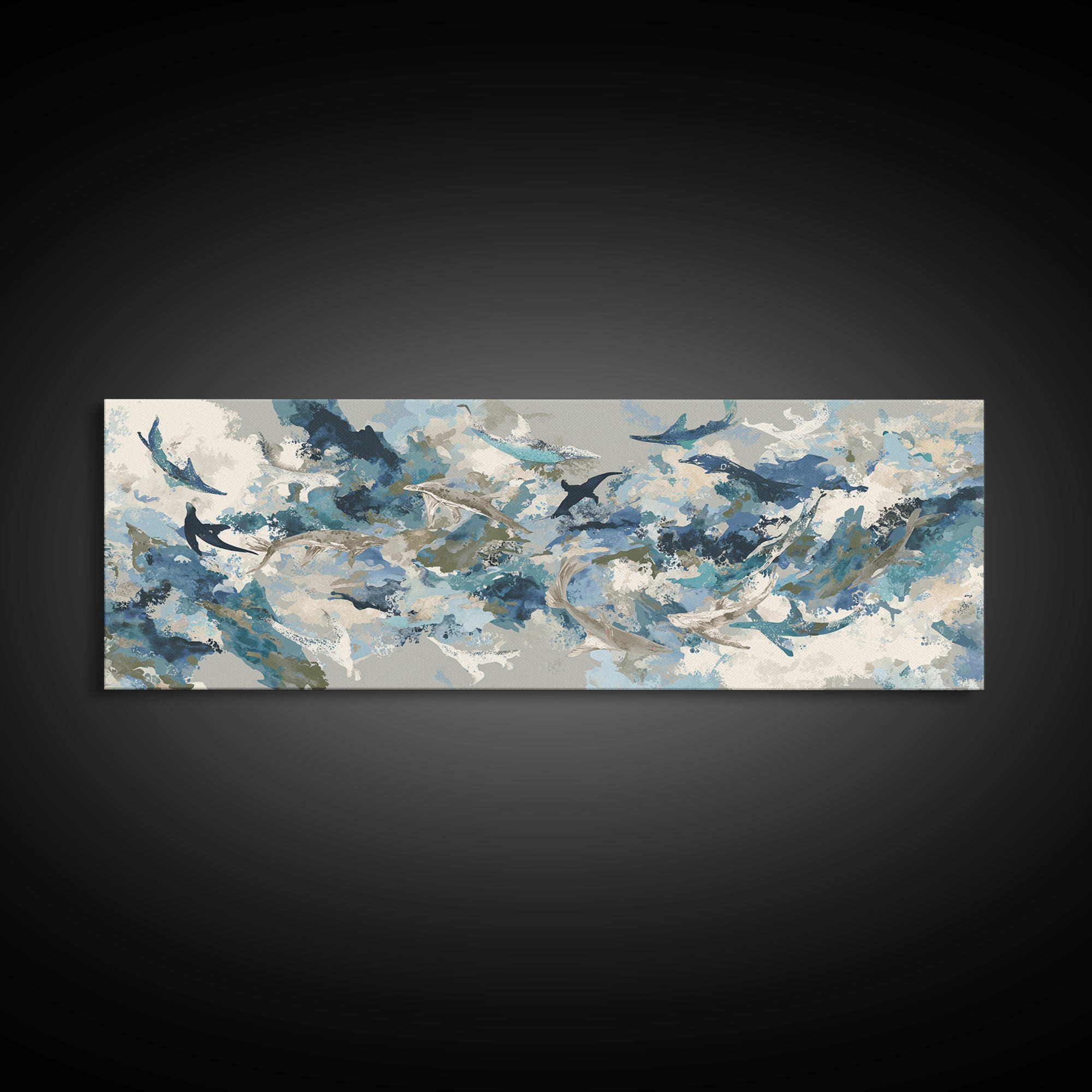 Sea Dragon Drifting Among Kelp Framed Canvas Print, Marine Life Art, Beach Prints, Living Room Decor, Fine Art, Marine, MLA-3x1-57