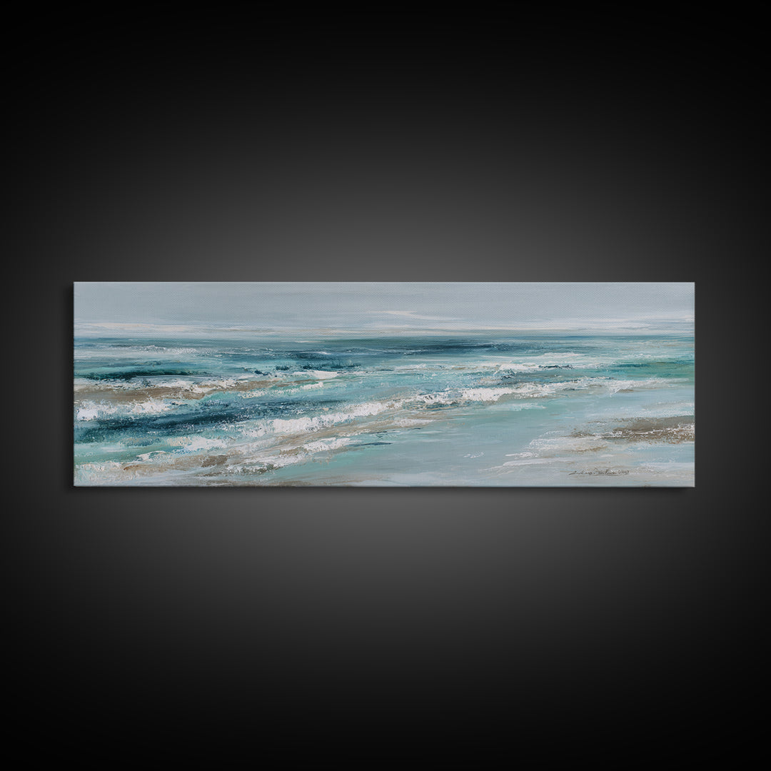 Orca Beneath Northern Lights Framed Canvas Print, Marine Life Art, Textured Painting, Living Room Decor, Fine Art, Marine, MLA-3x1-72