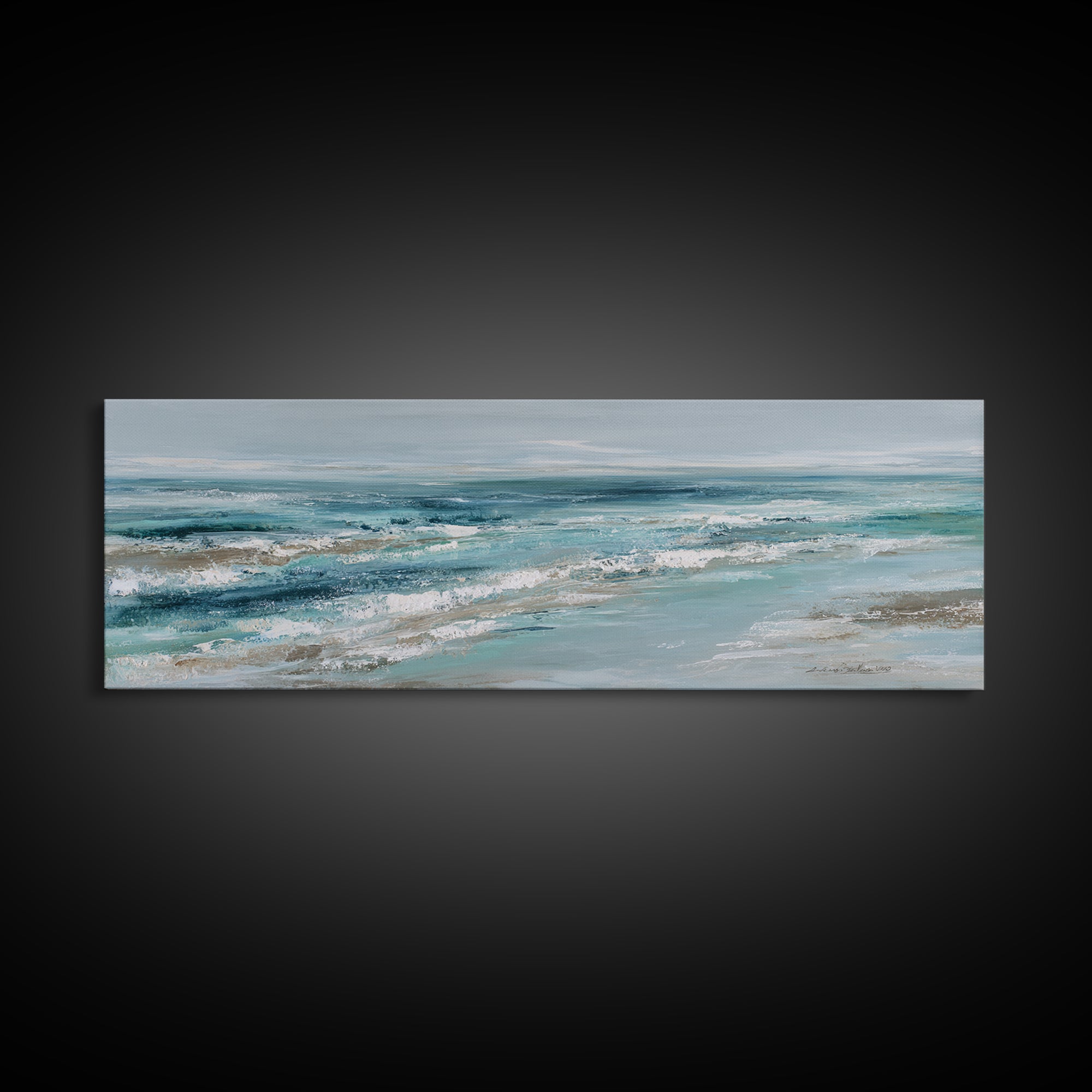 Orca Beneath Northern Lights Framed Canvas Print, Marine Life Art, Textured Painting, Living Room Decor, Fine Art, Marine, MLA-3x1-72