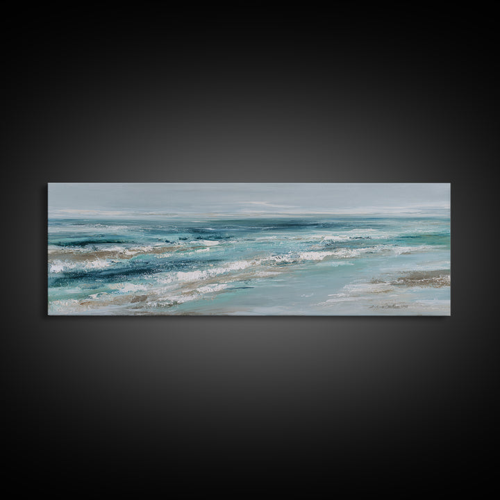 Orca Beneath Northern Lights Framed Canvas Print, Marine Life Art, Textured Painting, Living Room Decor, Fine Art, Marine, MLA-3x1-72