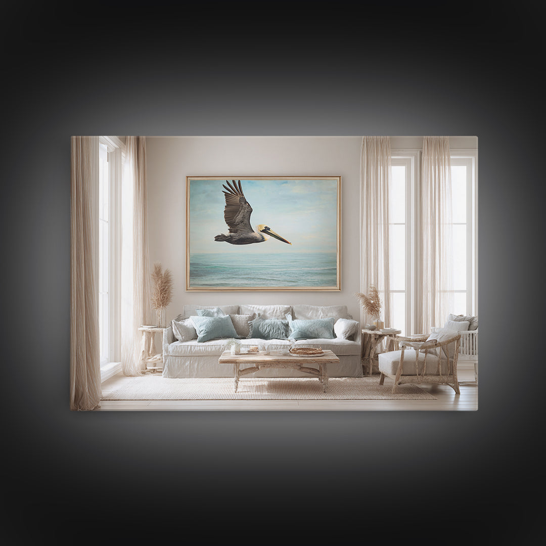 Pelican Diving Toward Fish Near Surface Canvas Print, Marine Life Art, Statement Artwork, Living Room Decor, Fine Art, Marine, MLA-3x2-3