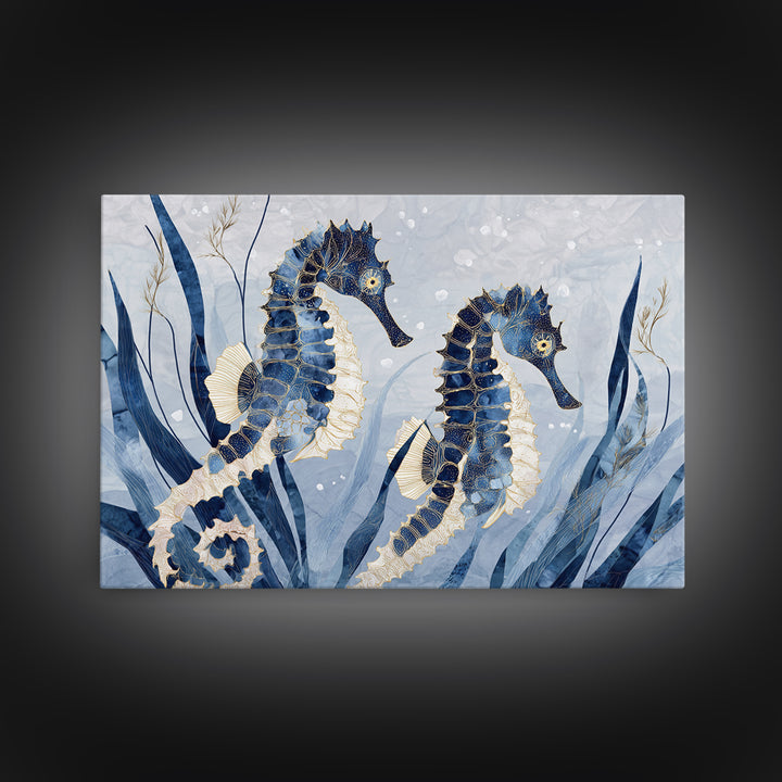 Seahorse Pair Among Sea Grass Canvas Print, Marine Life Art, Coastal Decor, Living Room Decor, Fine Art, Marine, Fish Art, MLA-3x2-33