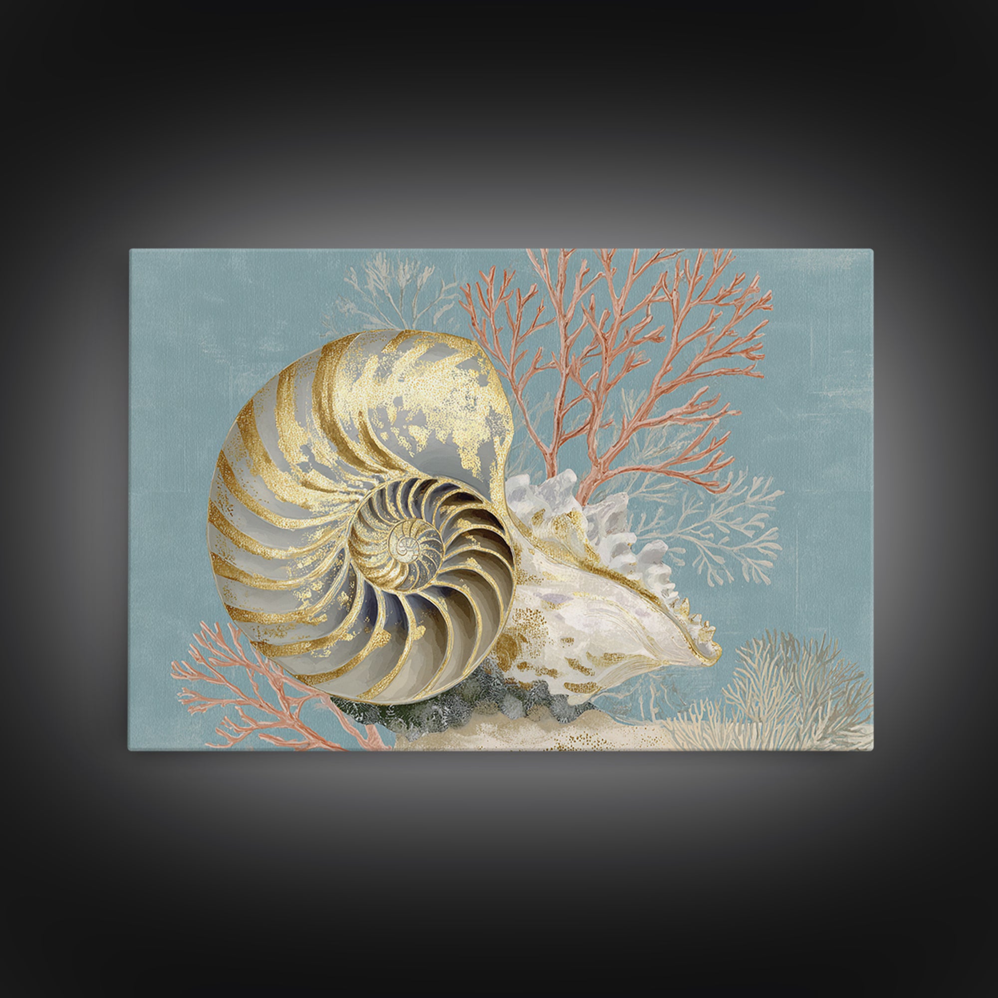 Nautilus Shell Study Framed Canvas Print, Marine Life Art, Ocean Art, Living Room Decor, Fine Art, Marine, Pastel Wall Art, MLA-3x2-87