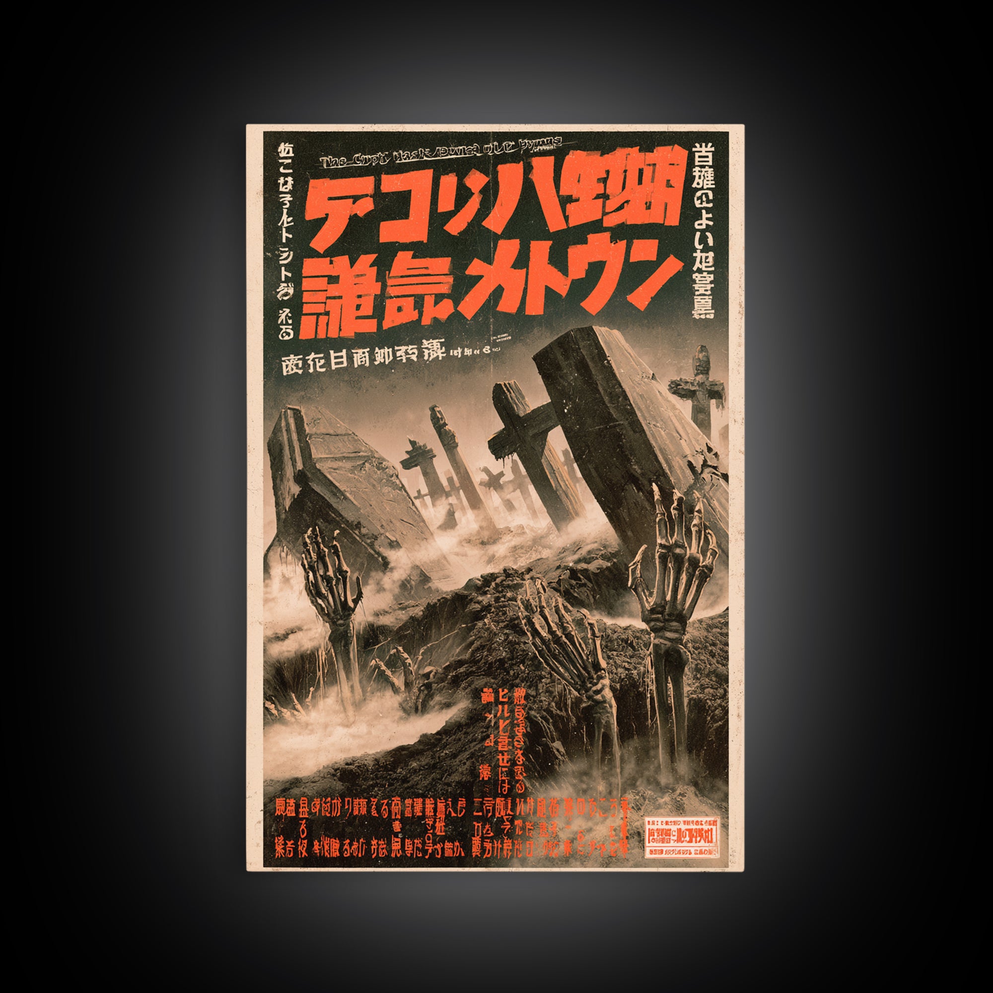 The Crypt Has Learned Our Hymns, Japanese Horror Film Poster, Retro Gothic Cinema Art, Vintage Halloween Wall Art, Framed Canvas Print