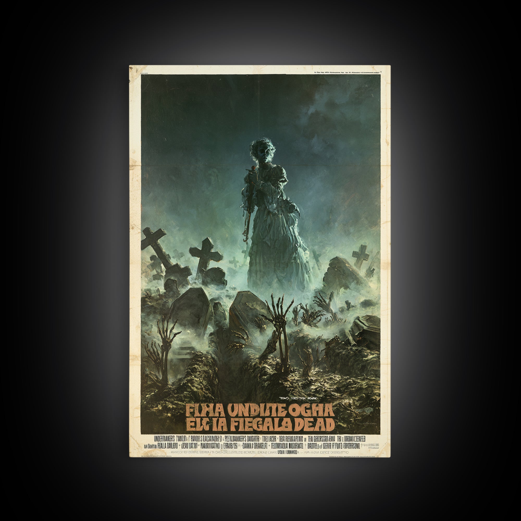 The Undertaker's Daughter Counts The Dead, Italian Horror Film Poster, Retro Gothic Cinema Art, Vintage Halloween Wall Art, Canvas Print
