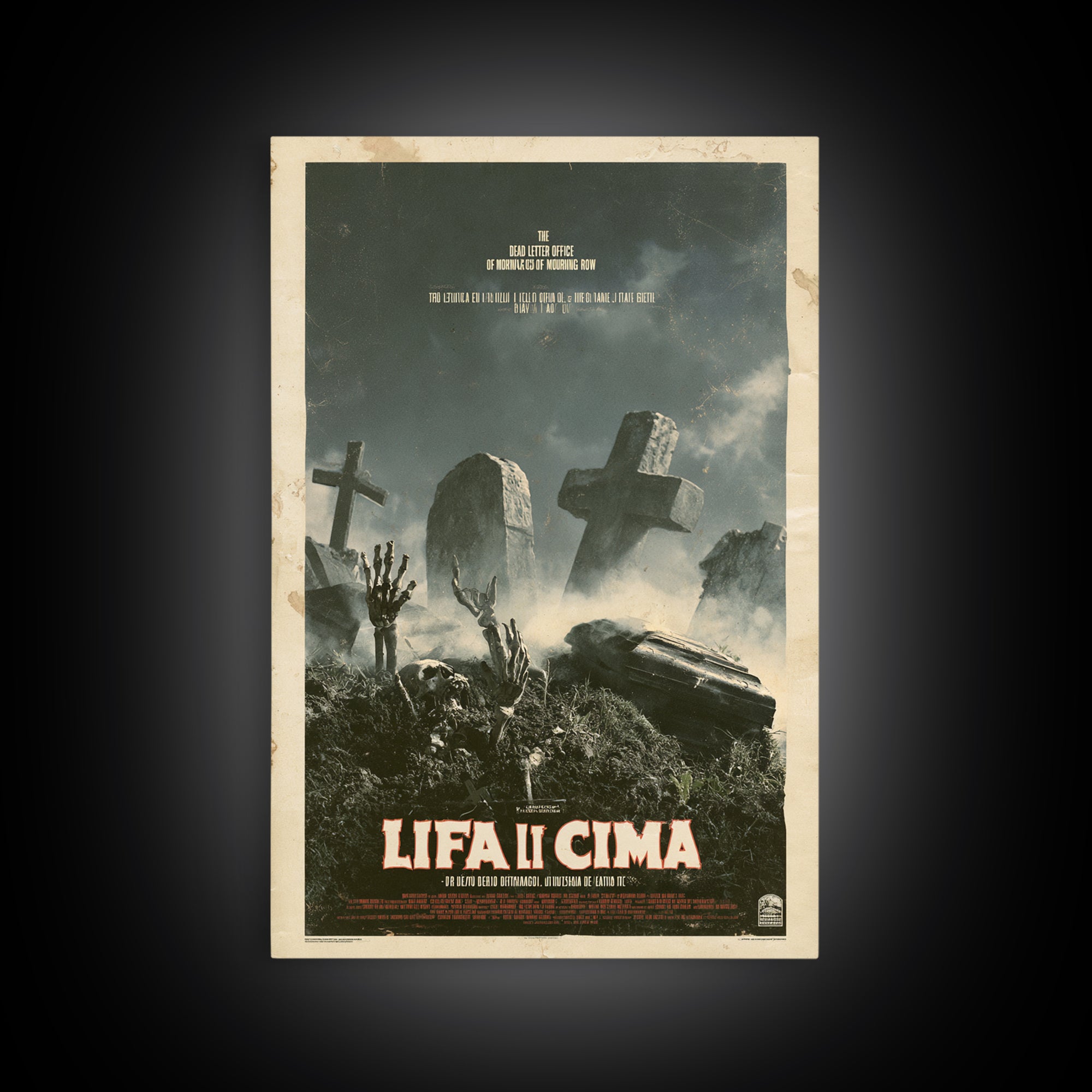 The Dead Letter Office Of Mourning Row, Italian Horror Film Poster, Retro Gothic Cinema Art, Vintage Halloween Wall Art, Framed Canvas Print