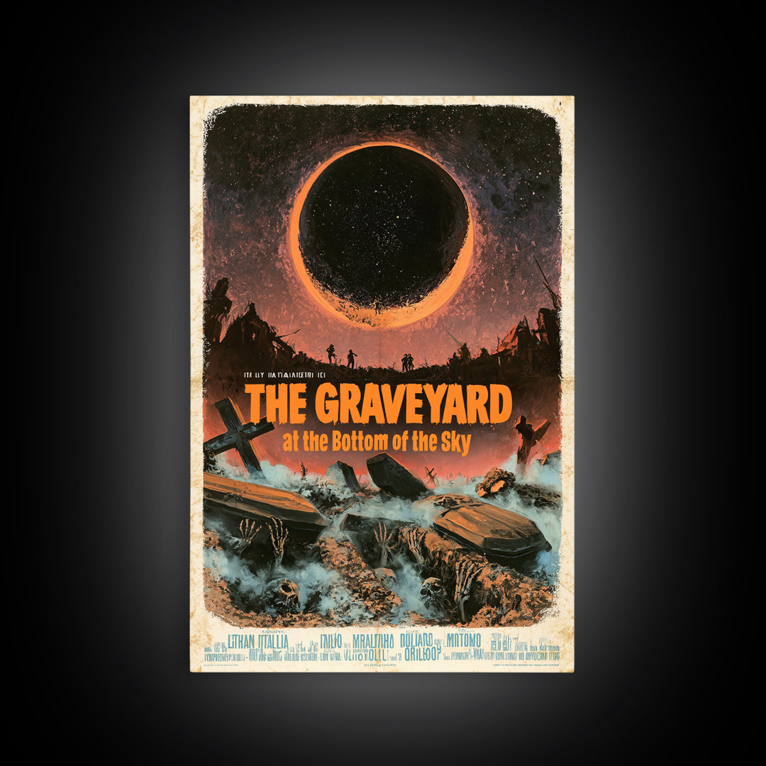 The Graveyard At The Bottom Of The Sky, Italian Horror Film Poster, Retro Gothic Cinema Art, Vintage Halloween Wall Art, Framed Canvas Print