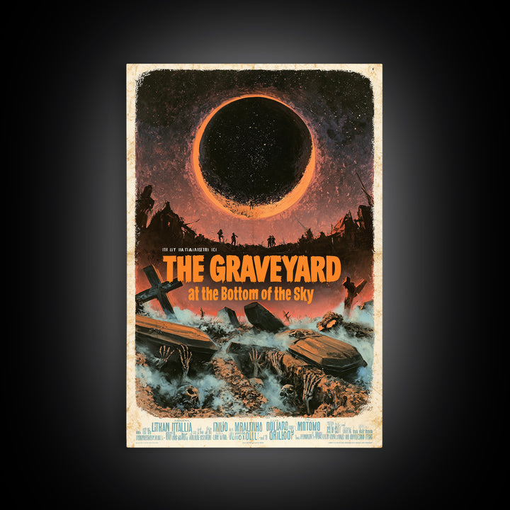 The Graveyard At The Bottom Of The Sky, Italian Horror Film Poster, Retro Gothic Cinema Art, Vintage Halloween Wall Art, Framed Canvas Print