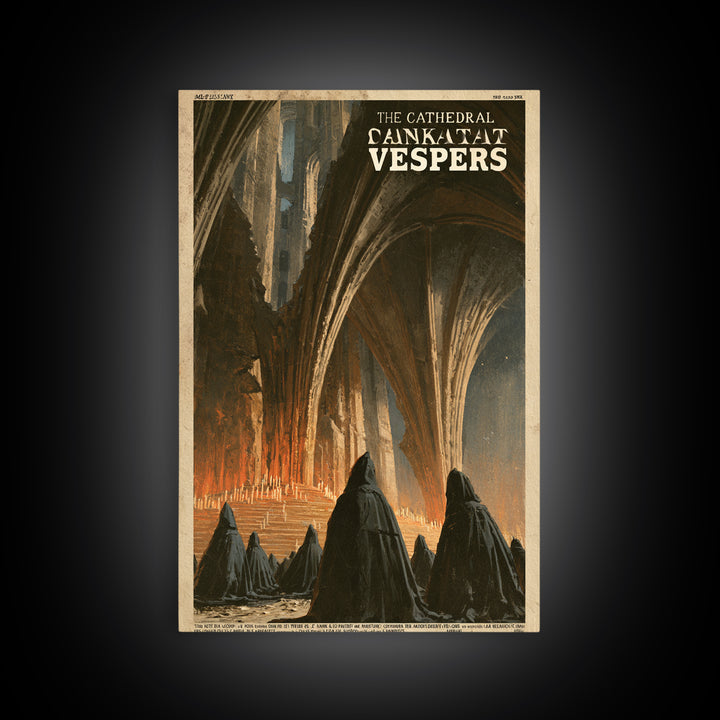 The Cathedral That Sank At Vespers, French Horror Film Poster, Retro Gothic Cinema Art, Vintage Halloween Wall Art, Framed Canvas Print