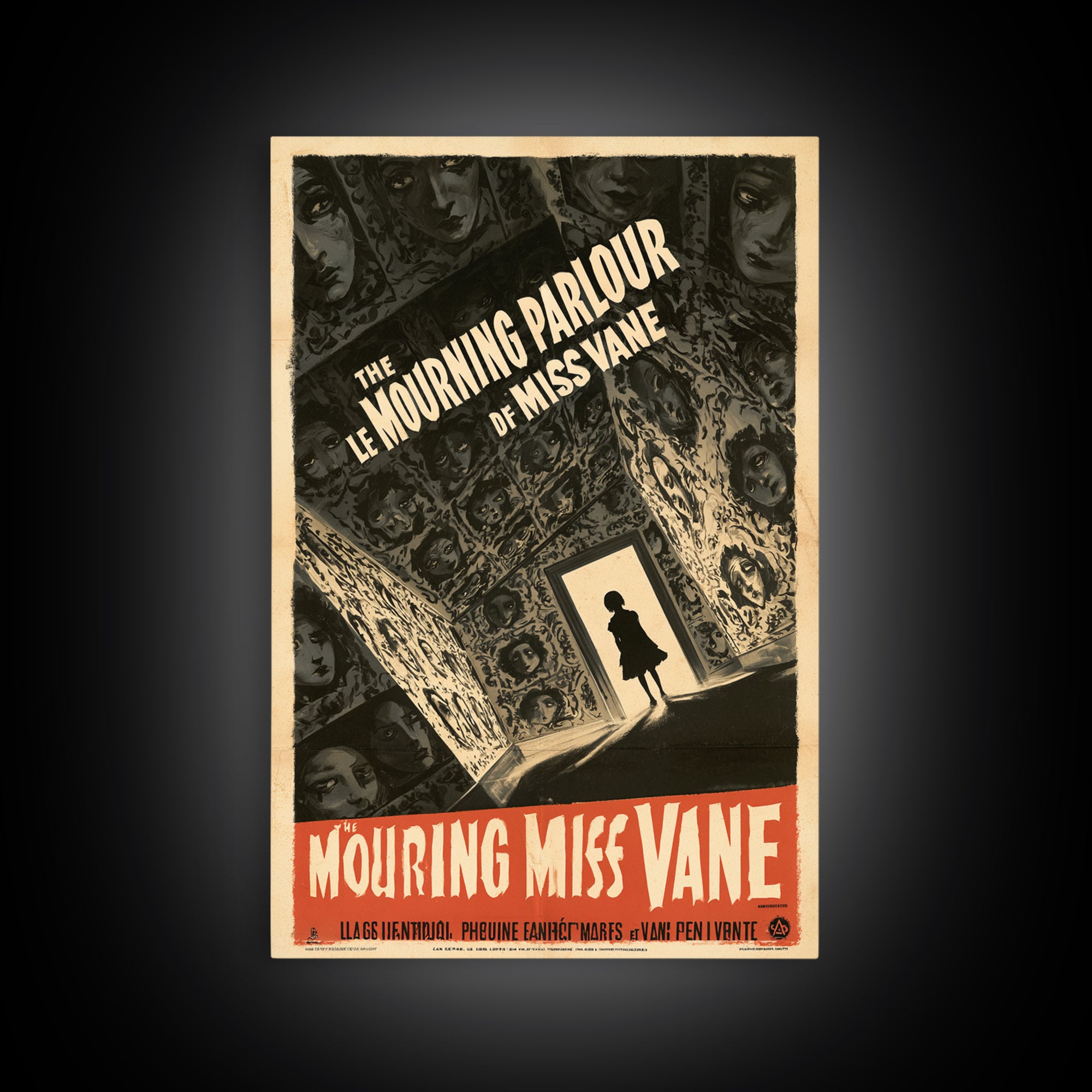 The Mourning Parlour Of Miss Vane, French Horror Film Poster, Retro Gothic Cinema Art, Vintage Halloween Wall Art, Framed Canvas Print