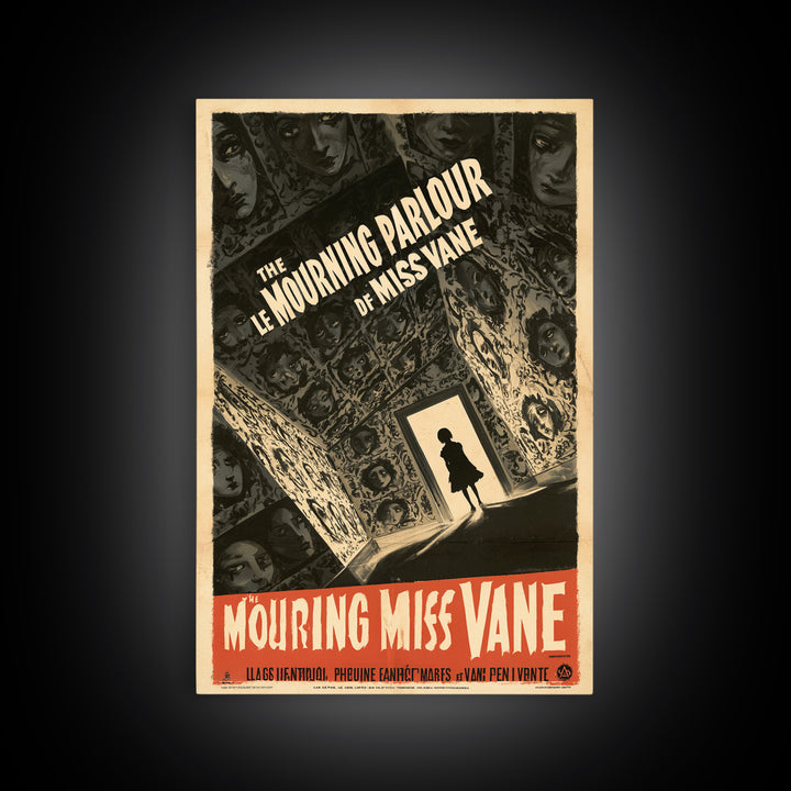 The Mourning Parlour Of Miss Vane, French Horror Film Poster, Retro Gothic Cinema Art, Vintage Halloween Wall Art, Framed Canvas Print