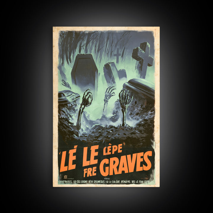 The Rain Fell Upward From The Graves, French Horror Film Poster, Retro Gothic Cinema Art, Vintage Halloween Wall Art, Framed Canvas Print