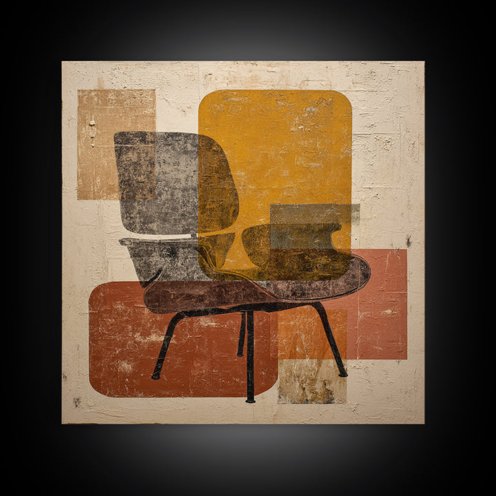 Eames Era Chair Silhouette as Graphic Art Canvas Print, Midcentury Modern Art, Minimalist Wall Art, Living Room Decor, Retro, MMA-1x1-100