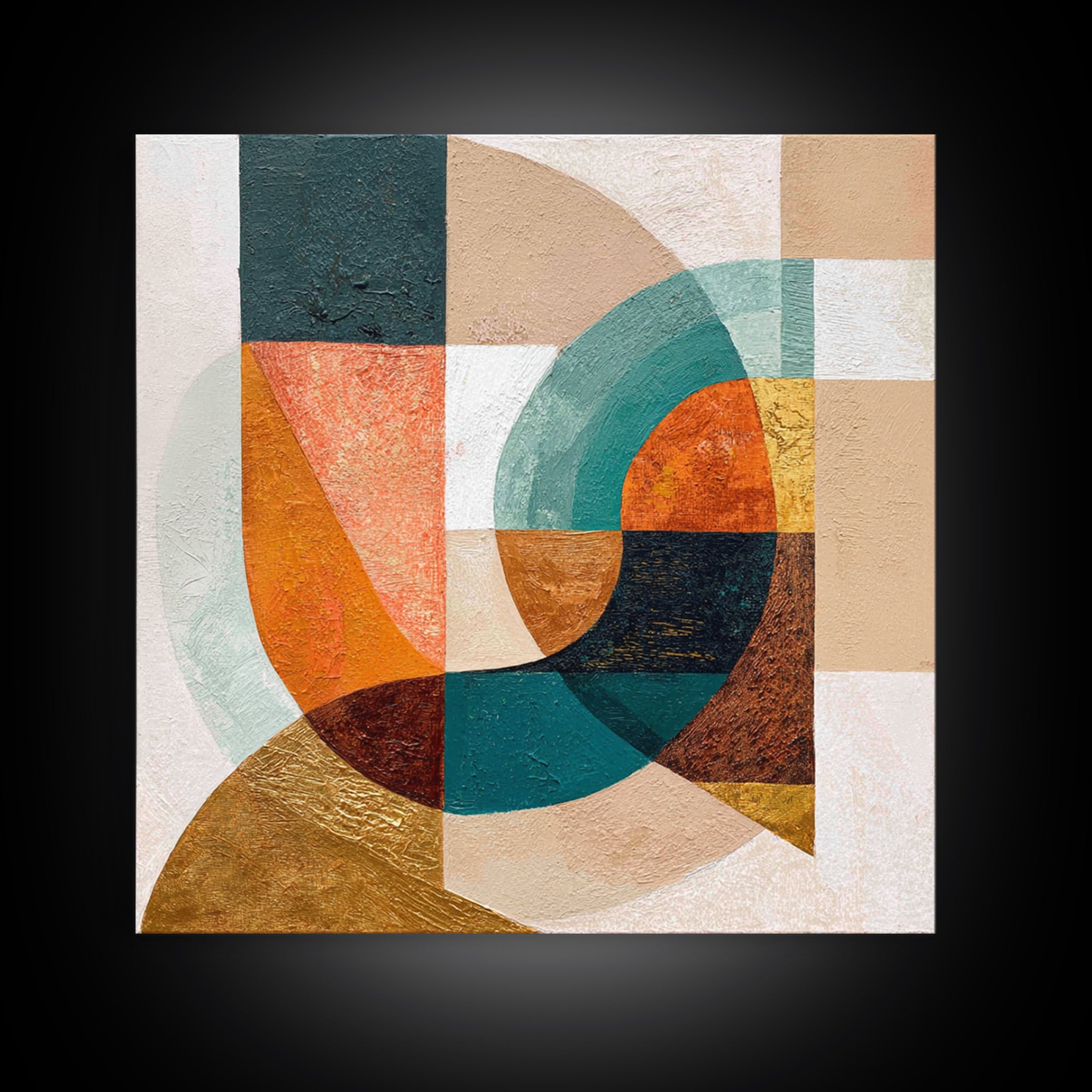 Boomerang Shapes in Mustard Teal and Coral Canvas Print, Midcentury Modern Art, Room Decor, Living Room Decor, Abstract Art, MMA-1x1-25