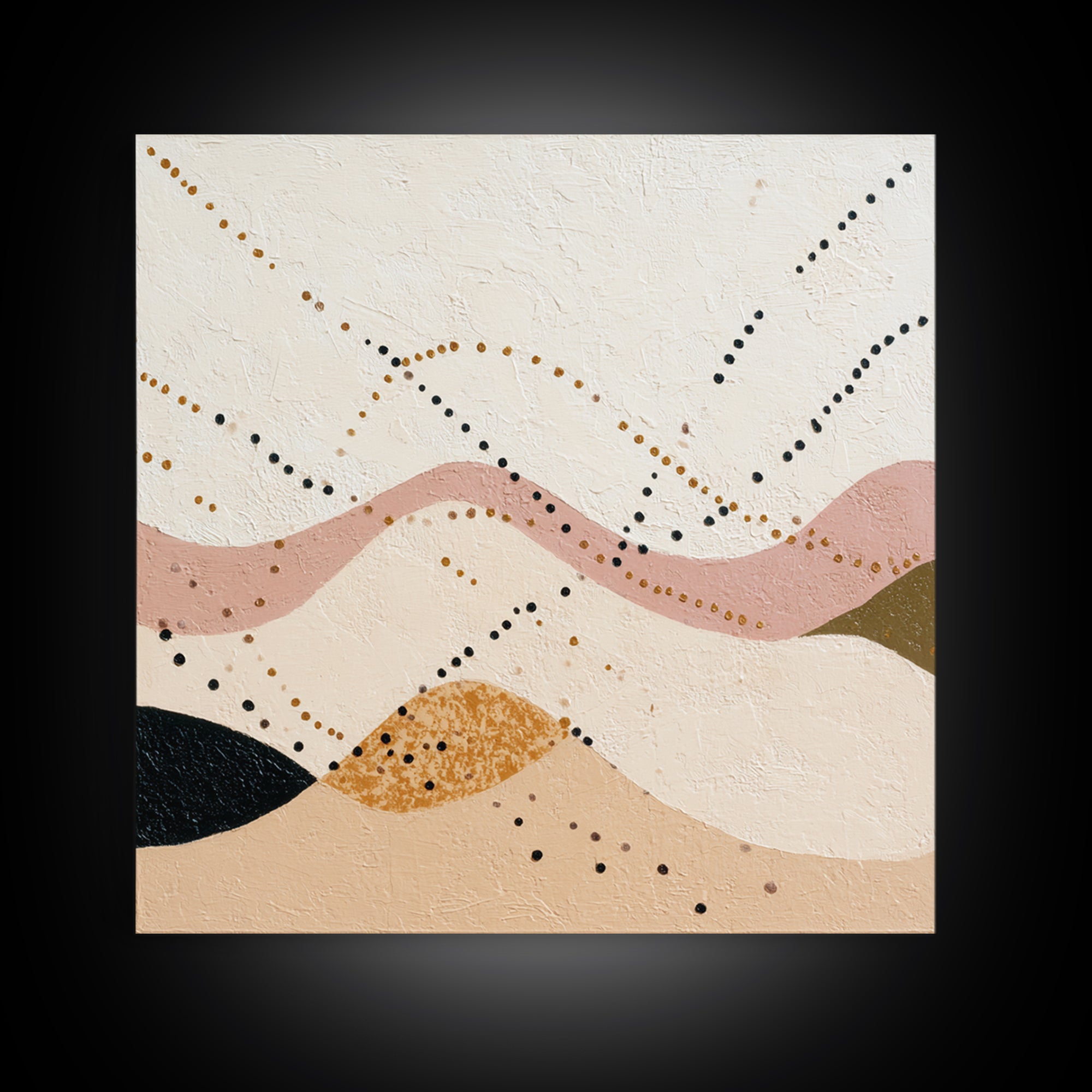 Minimal Mountain Scene Framed Canvas Print, Midcentury Modern Art, Abstract Wall Art, Living Room Decor, Watercolor Art, Retro, MMA-1x1-39