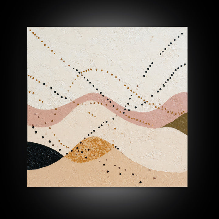 Minimal Mountain Scene Framed Canvas Print, Midcentury Modern Art, Abstract Wall Art, Living Room Decor, Watercolor Art, Retro, MMA-1x1-39
