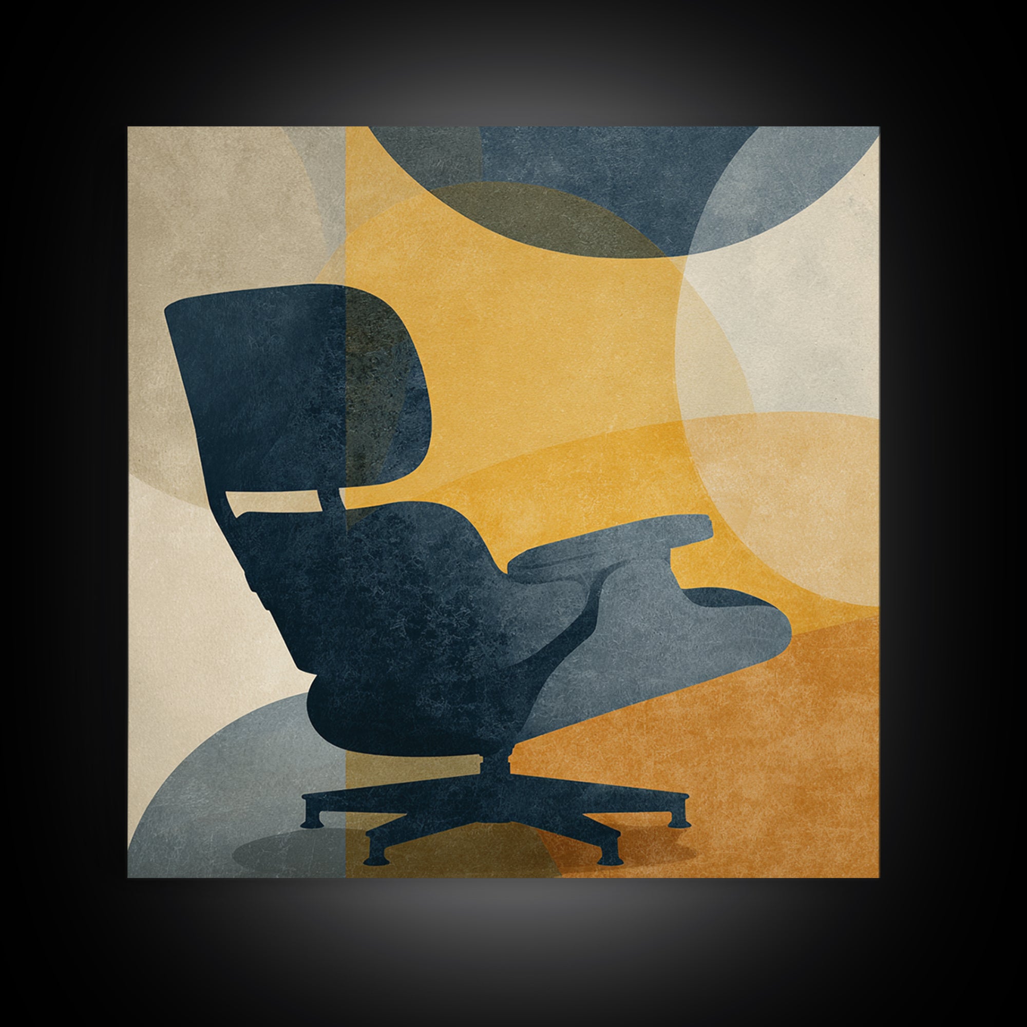 Eames Era Chair Silhouette as Graphic Art Canvas Print, Midcentury Modern Art, Living Room Decor, Watercolor Art, Retro, MMA-1x1-4