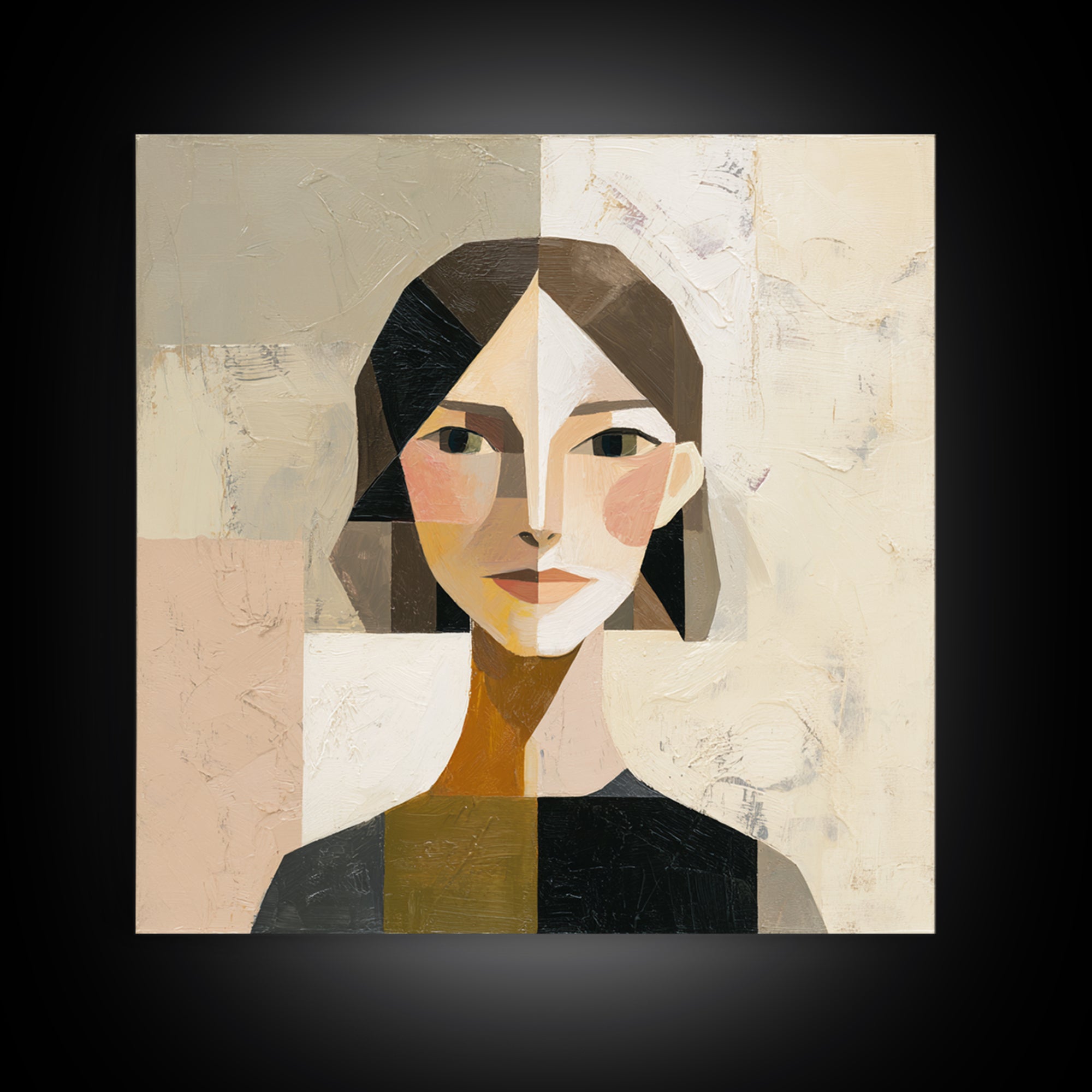 Mod Female Portrait Canvas Print, Midcentury Modern Art, Minimalist Wall Art, Living Room Decor, Fine Art, Retro, MMA-1x1-55