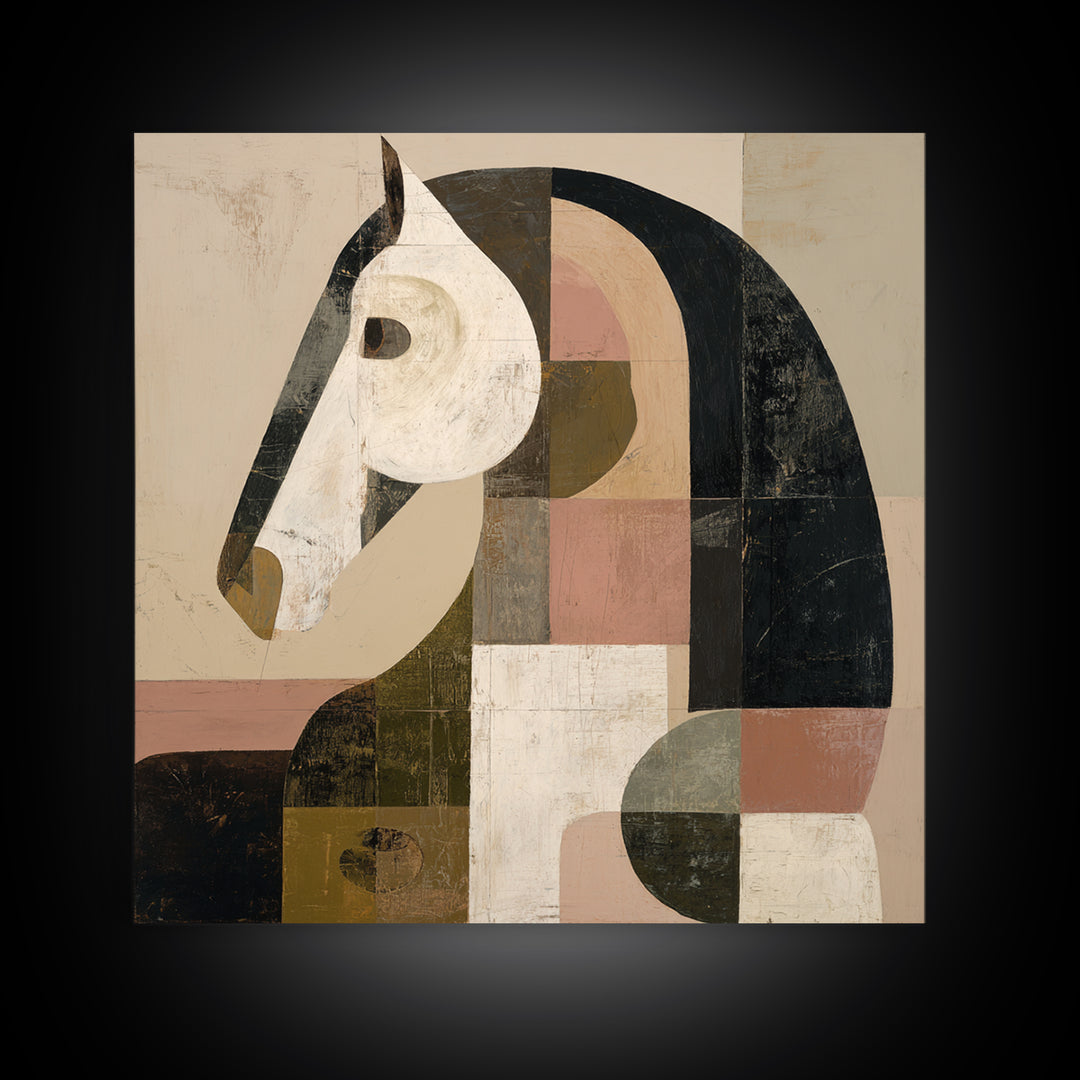Mid Century Horse Framed Canvas Print, Midcentury Modern Art, Modern Decor, Living Room Decor, Fine Art, Retro, Poster, MMA-1x1-67