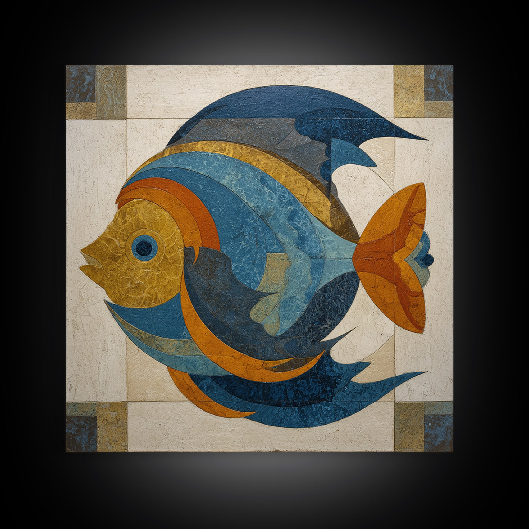 Abstract Fish Shapes Canvas Print, Midcentury Modern Art, Neutral Decor, Living Room Decor, Fine Art, Retro, Home Decor, MMA-1x1-90
