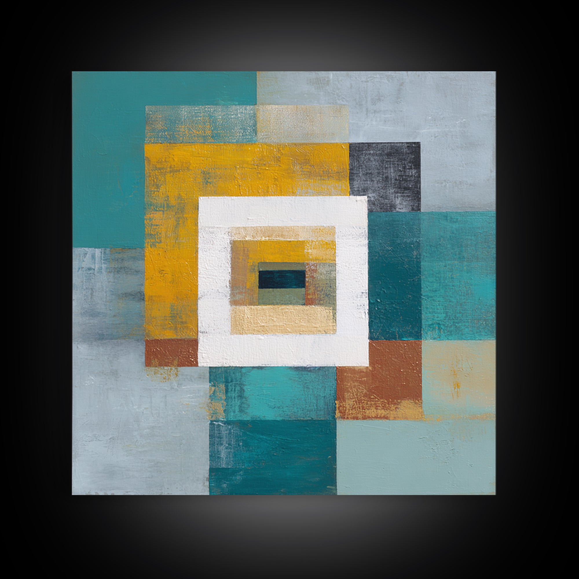Teal Sofa Era Abstract Pattern Without Furniture Canvas Print, Midcentury Modern Art, Digital Prints, Living Room Decor, Retro, MMA-1x1-96