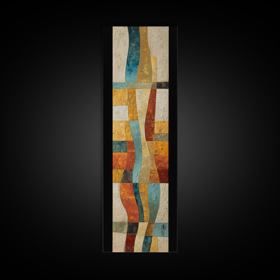Desert Landscape Reduced to Color Blocks Canvas Print, Midcentury Modern Art, Art Print, Living Room Decor, Oil Painting, Retro, MMA-1x3-44