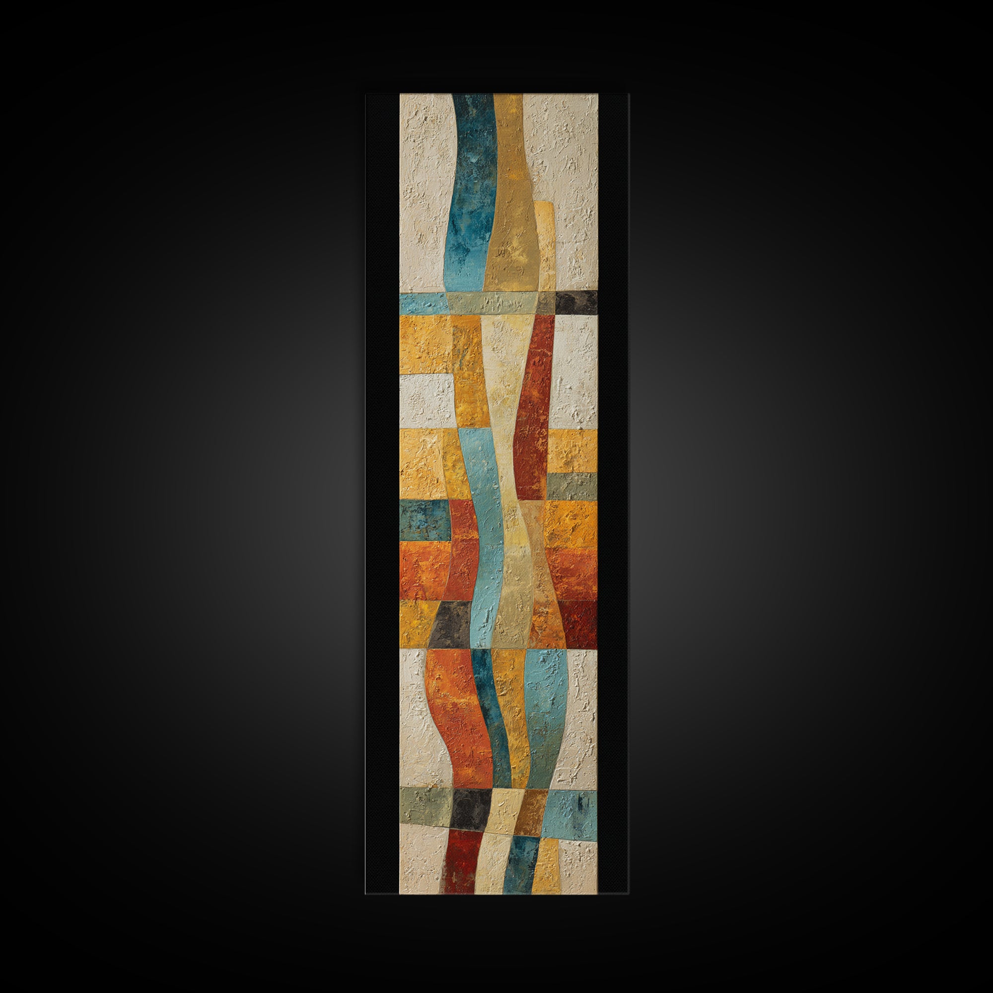 Desert Landscape Reduced to Color Blocks Canvas Print, Midcentury Modern Art, Art Print, Living Room Decor, Oil Painting, Retro, MMA-1x3-44