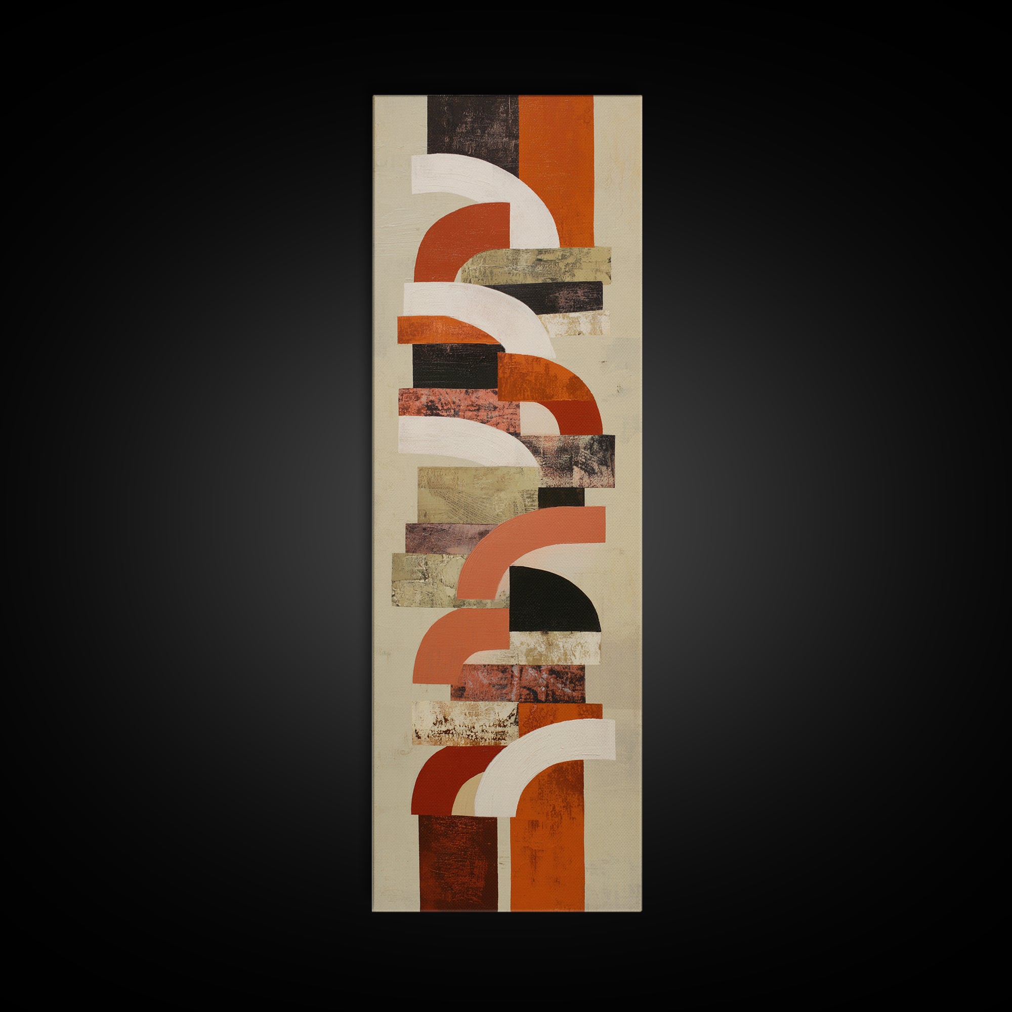 Stacked Arches in Burnt Orange and Cream Canvas Print, Midcentury Modern Art, Modern Decor, Living Room Decor, Fine Art, Retro, MMA-1x3-49