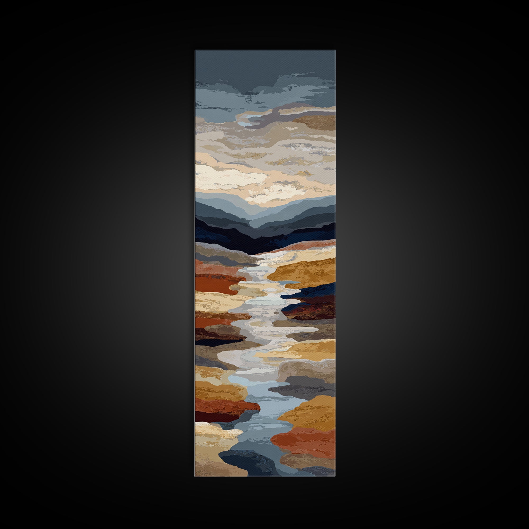 Desert Landscape Reduced to Color Blocks Canvas Print, Midcentury Modern Art, Living Room Wall Art, Living Room Decor, Retro, MMA-1x3-92