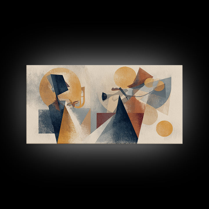 Jazz Musician in Angular Mid Century Style Canvas Print, Midcentury Modern Art, Digital Art, Living Room Decor, Retro, MMA-2x1-29
