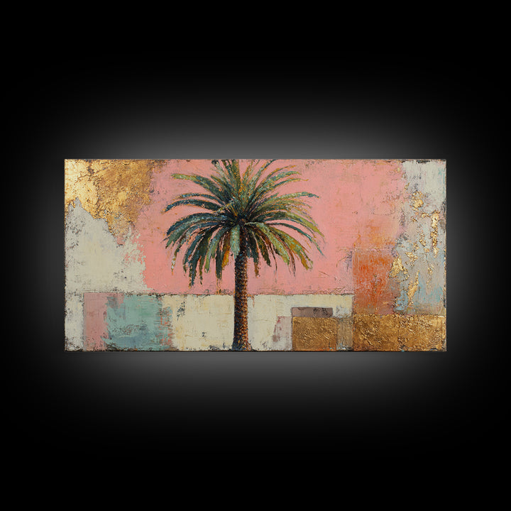 Stylized Palm Tree Framed Canvas Print, Midcentury Modern Art, Wall Decor, Living Room Decor, Fine Art, Retro, Digital Print, MMA-2x1-37