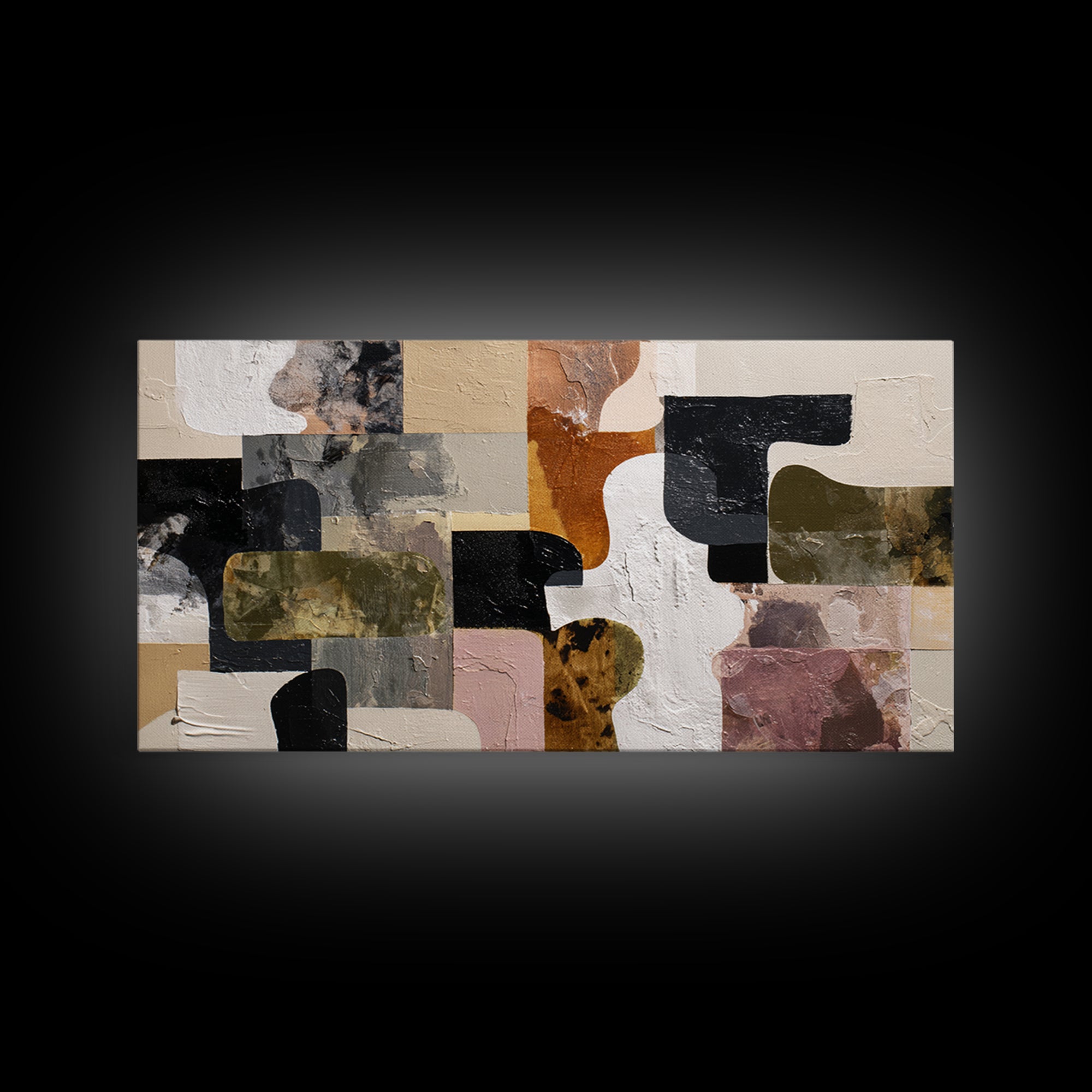 Checkerboard and Organic Blob Balance Framed Canvas Print, Midcentury Modern Art, Room Decor, Living Room Decor, Retro, MMA-2x1-42