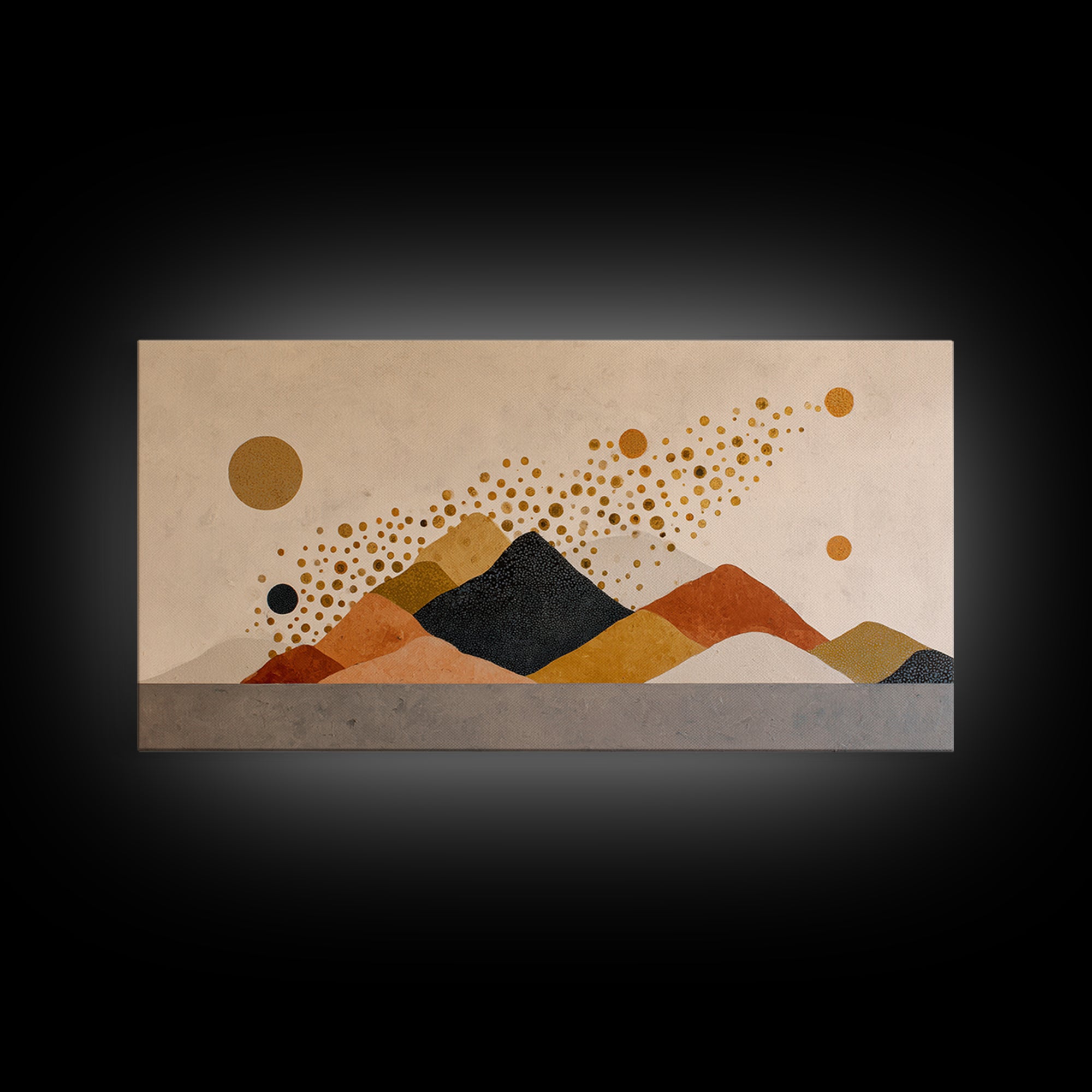 Minimal Mountain Scene Framed Canvas Print, Midcentury Modern Art, Modern Wall Art, Living Room Decor, Fine Art, Retro, MMA-2x1-59