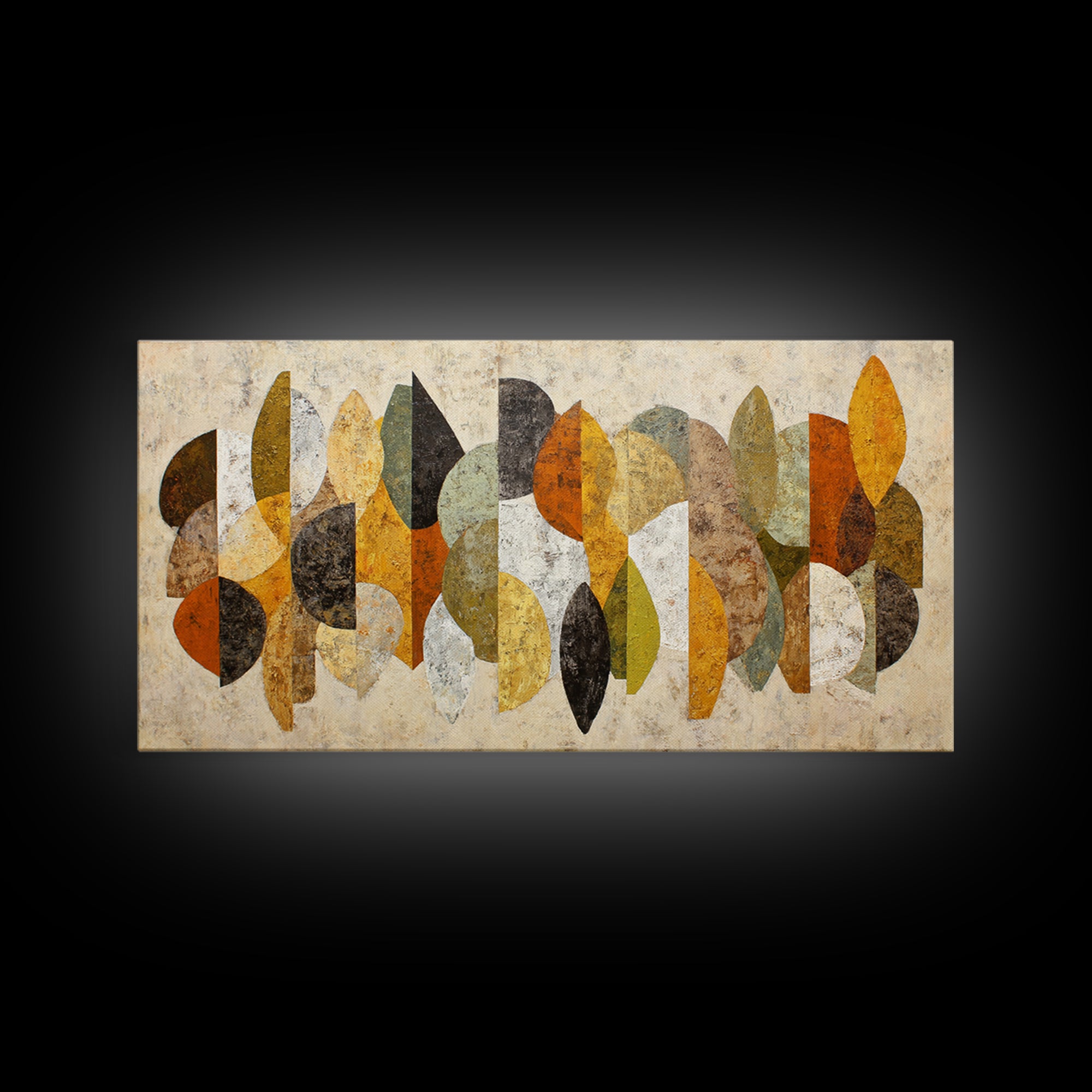 Abstract Leaf Shapes Canvas Print, Midcentury Modern Art, Art, Living Room Decor, Watercolor Art, Retro, Abstract Art, MMA-2x1-78