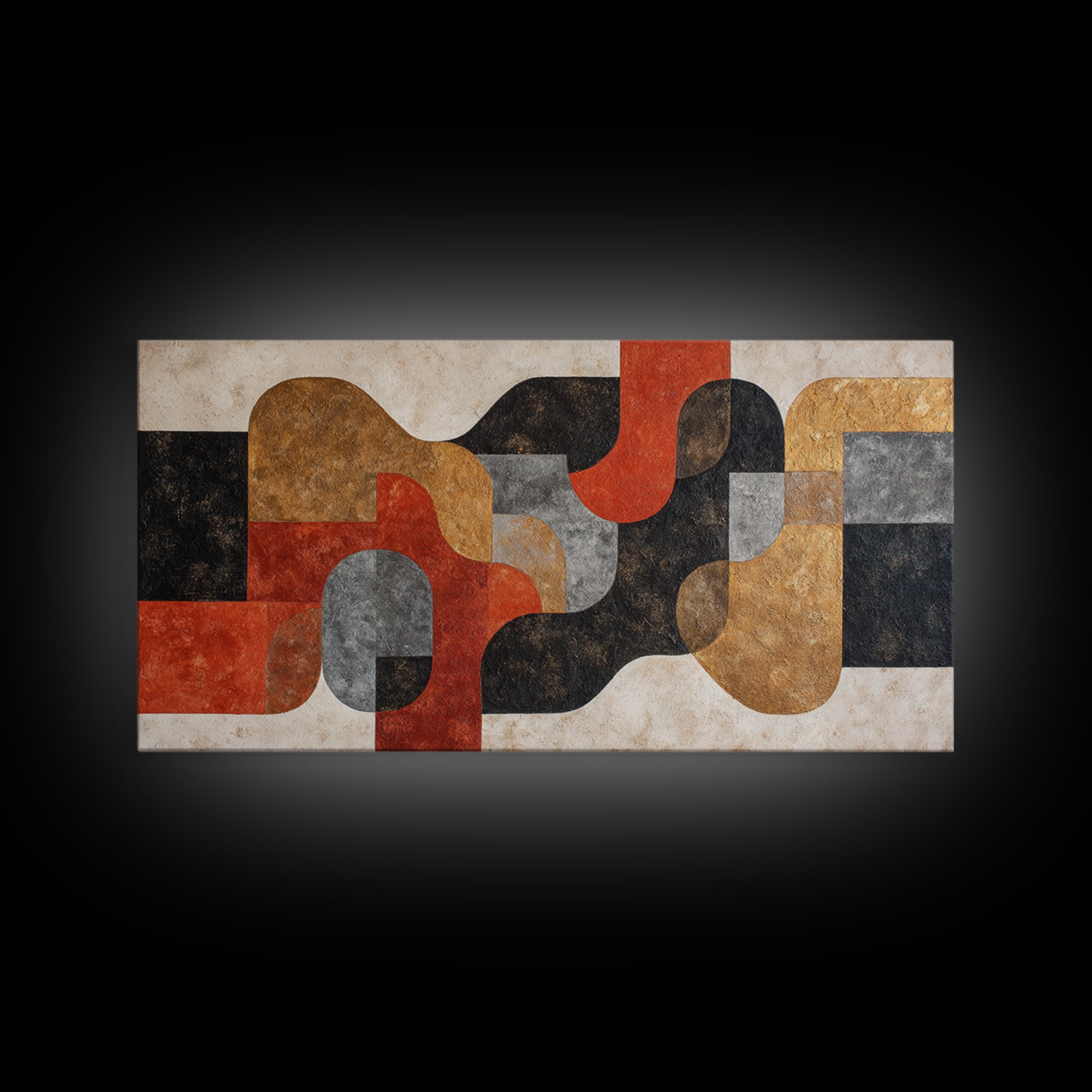 Checkerboard and Organic Blob Balance Framed Canvas Print, Midcentury Modern Art, Prints, Living Room Decor, Oil Painting, MMA-2x1-90