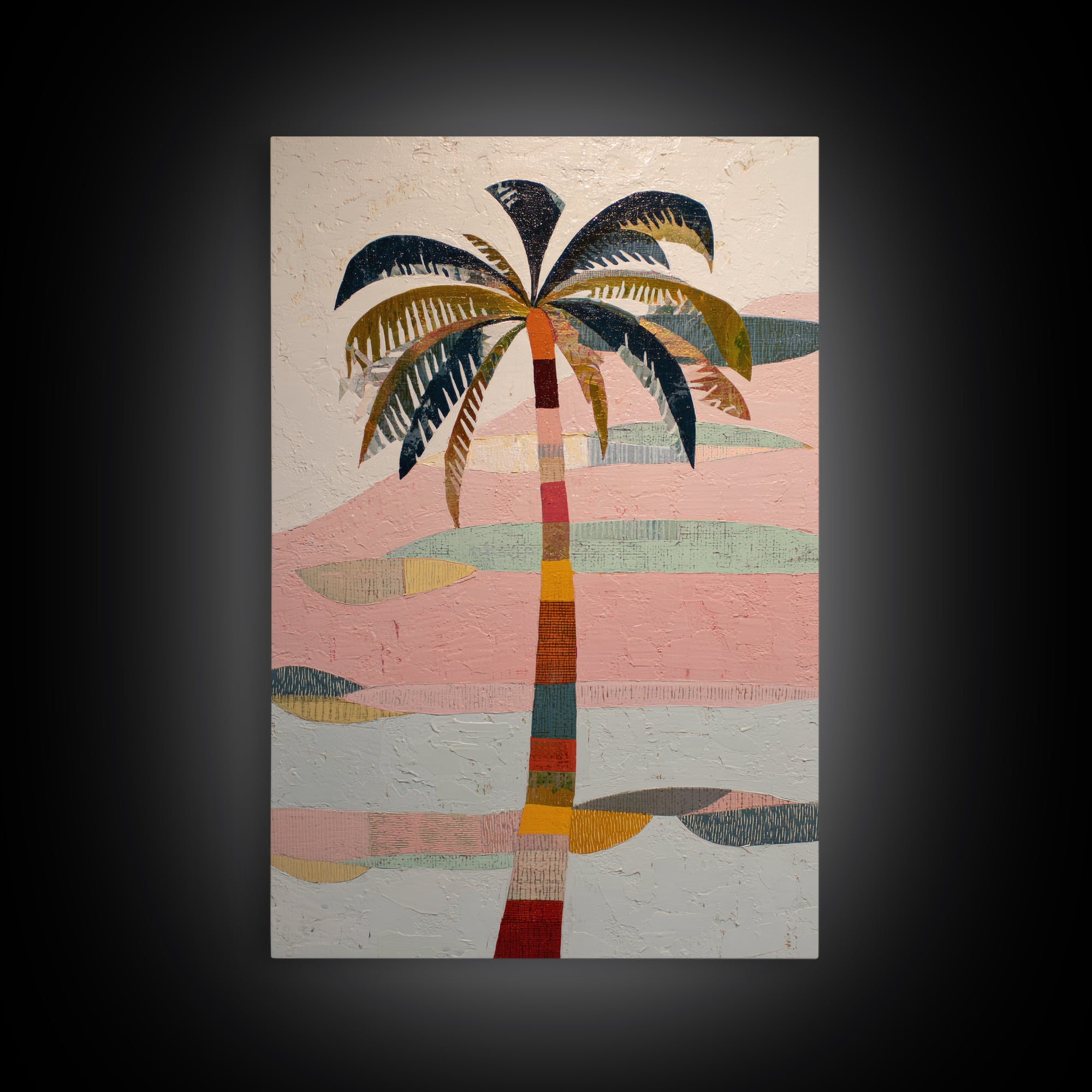 Stylized Palm Tree Framed Canvas Print, Midcentury Modern Art, Art Print, Living Room Decor, Fine Art, Retro, Abstract Wall Art, MMA-2x3-1