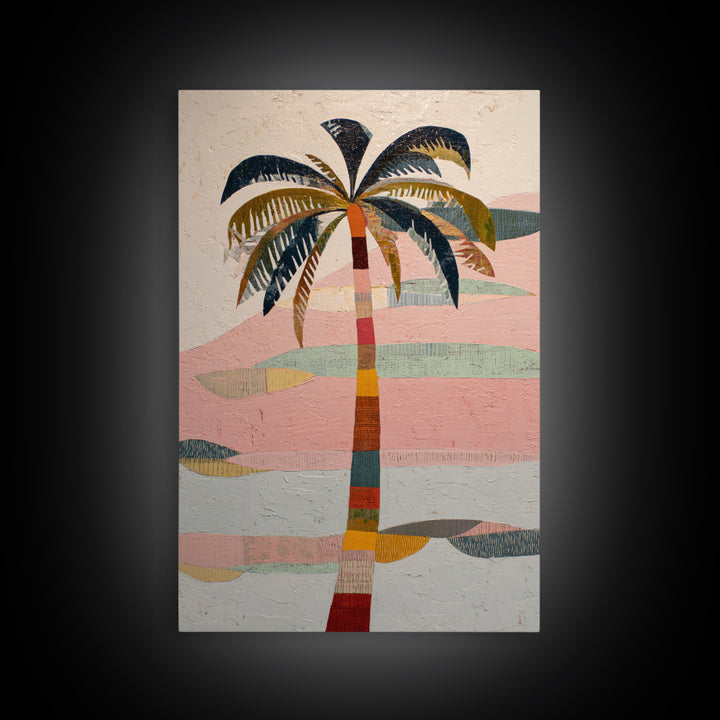 Stylized Palm Tree Framed Canvas Print, Midcentury Modern Art, Art Print, Living Room Decor, Fine Art, Retro, Abstract Wall Art, MMA-2x3-1