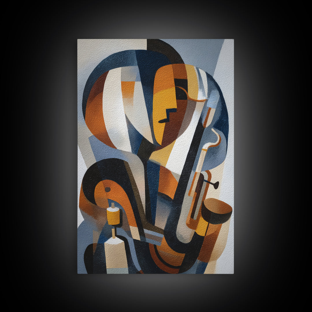 Jazz Musician in Angular Mid Century Style Canvas Print, Midcentury Modern Art, Mid Century Modern, Living Room Decor, Retro, MMA-2x3-17