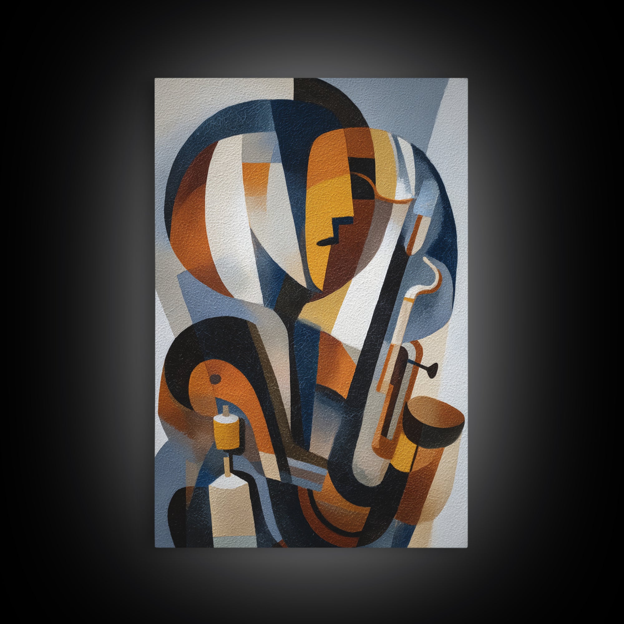 Jazz Musician in Angular Mid Century Style Canvas Print, Midcentury Modern Art, Mid Century Modern, Living Room Decor, Retro, MMA-2x3-17