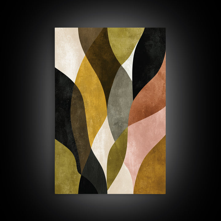 Abstract Leaf Shapes Framed Canvas Print, Midcentury Modern Art, Home Decor, Living Room Decor, Fine Art, Retro, Boho, MMA-2x3-18