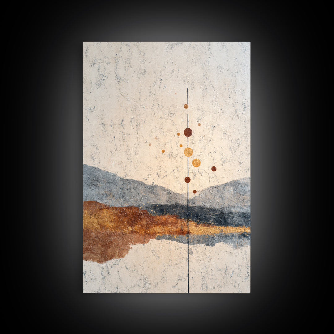 Minimal Mountain Scene Framed Canvas Print, Midcentury Modern Art, Mid Century Modern, Living Room Decor, Fine Art, Retro, MMA-2x3-47