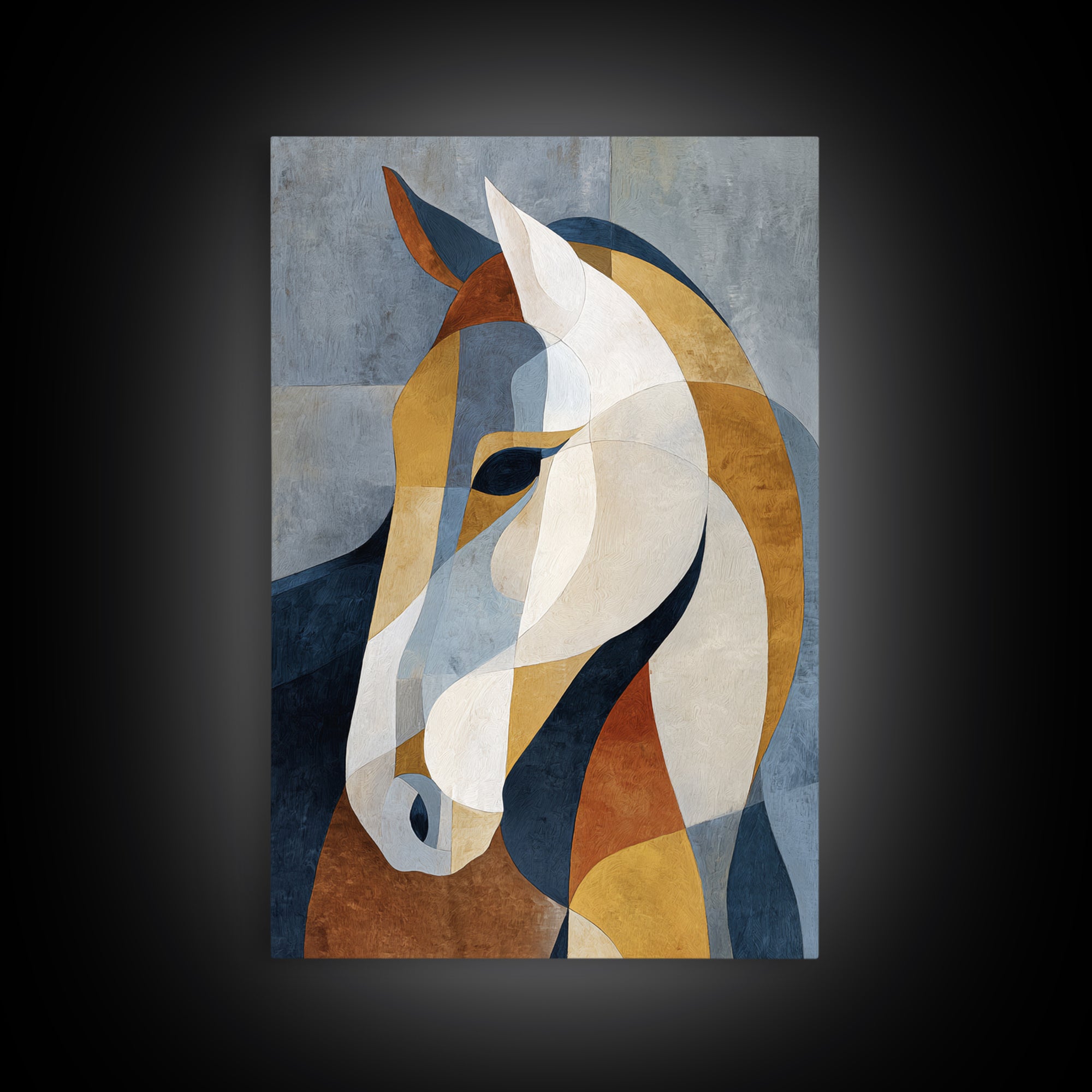 Mid Century Horse Framed Canvas Print, Midcentury Modern Art, Prints, Living Room Decor, Oil Painting, Retro, Abstract Wall Art, MMA-2x3-51