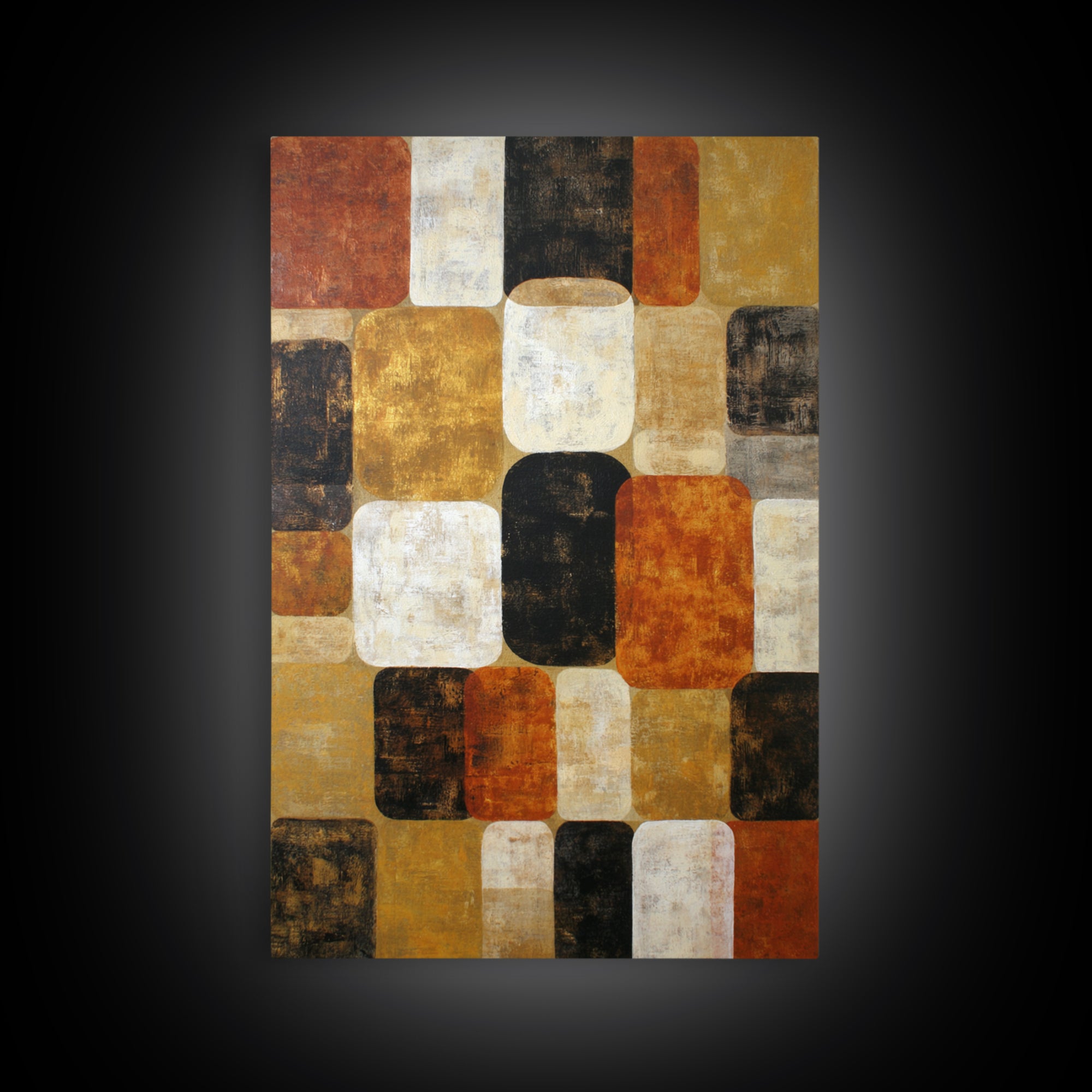 Checkerboard and Organic Blob Balance Framed Canvas Print, Midcentury Modern Art, Printable, Living Room Decor, Fine Art, Retro, MMA-2x3-78