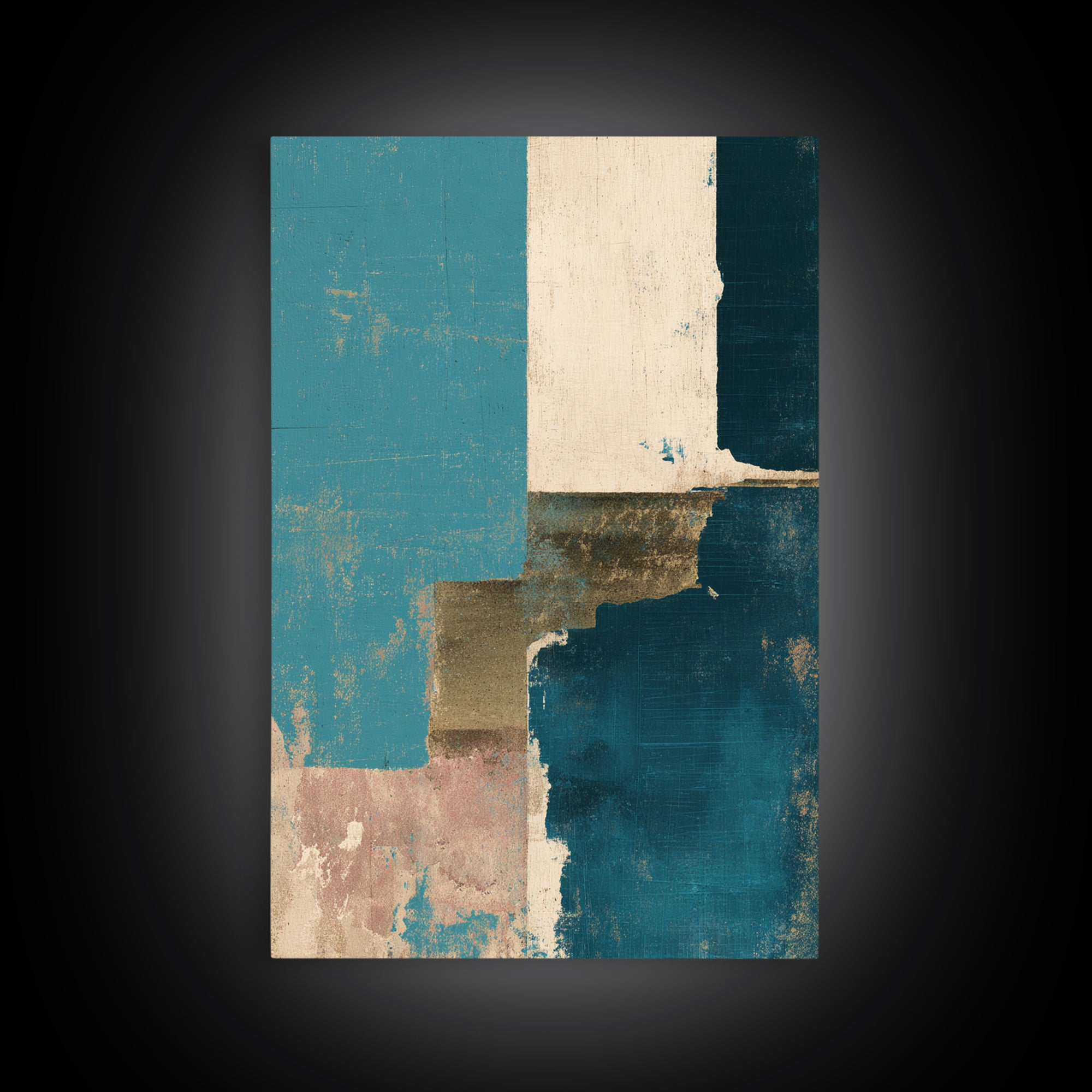 Teal Sofa Era Abstract Pattern Without Furniture Canvas Print, Midcentury Modern Art, Digital Art, Living Room Decor, Retro, MMA-2x3-80