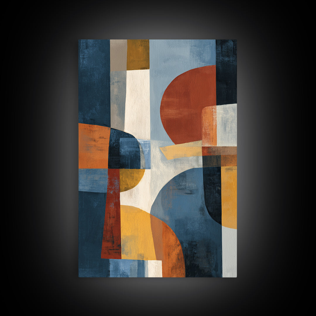 Abstract Cat in Mid Century Color Palette Framed Canvas Print, Midcentury Modern Art, Retro Wall Art, Living Room Decor, Retro, MMA-2x3-83