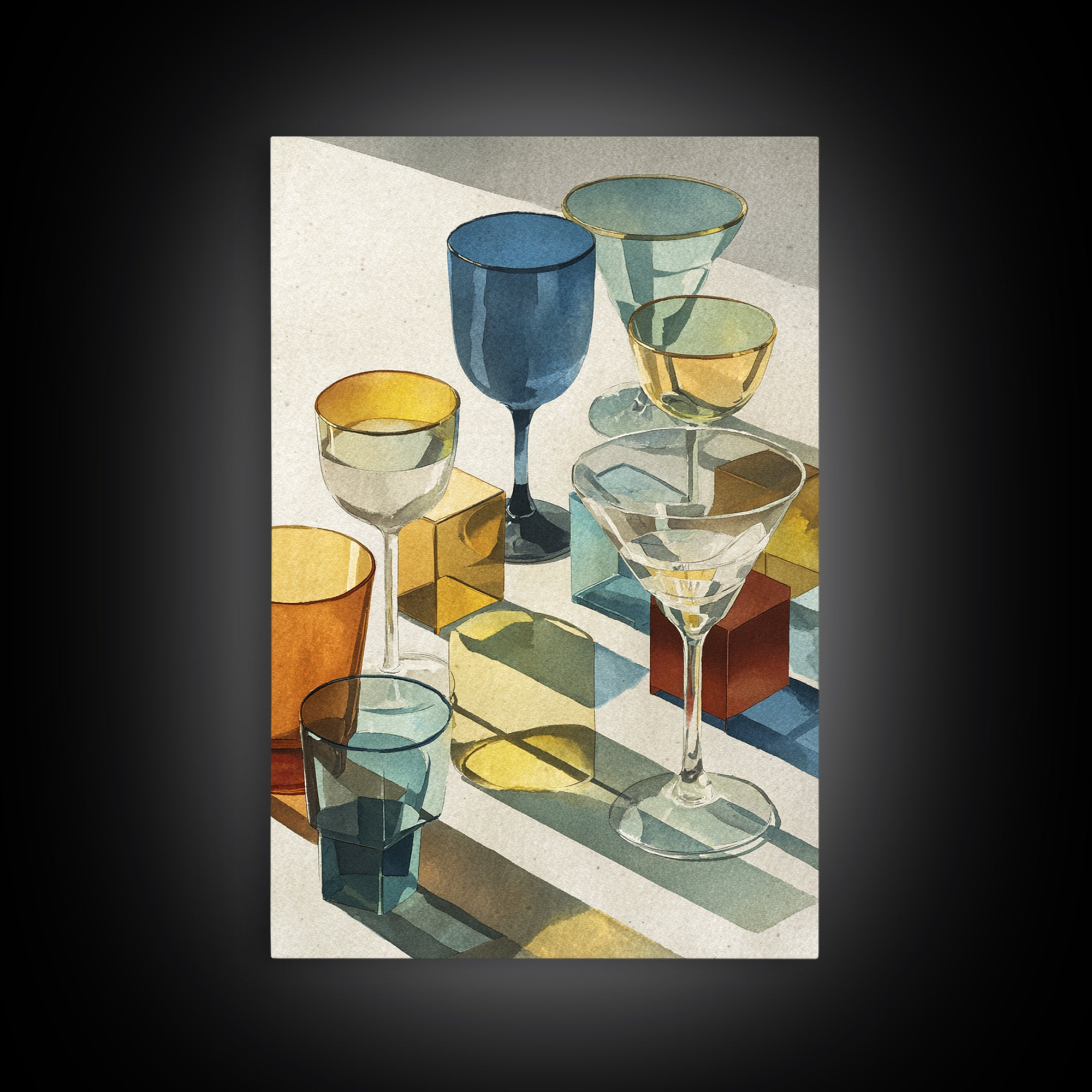 Retro Cocktail Glasses Canvas Print, Midcentury Modern Art, Mid Century Modern, Living Room Decor, Retro, Boho Wall Decor, MMA-2x3-86