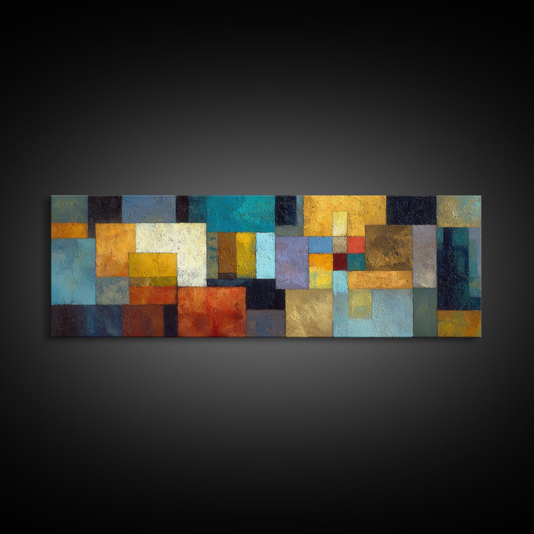 Teal Sofa Era Abstract Pattern Without Furniture Canvas Print, Midcentury Modern Art, Neutral Decor, Living Room Decor, Retro, MMA-3x1-40