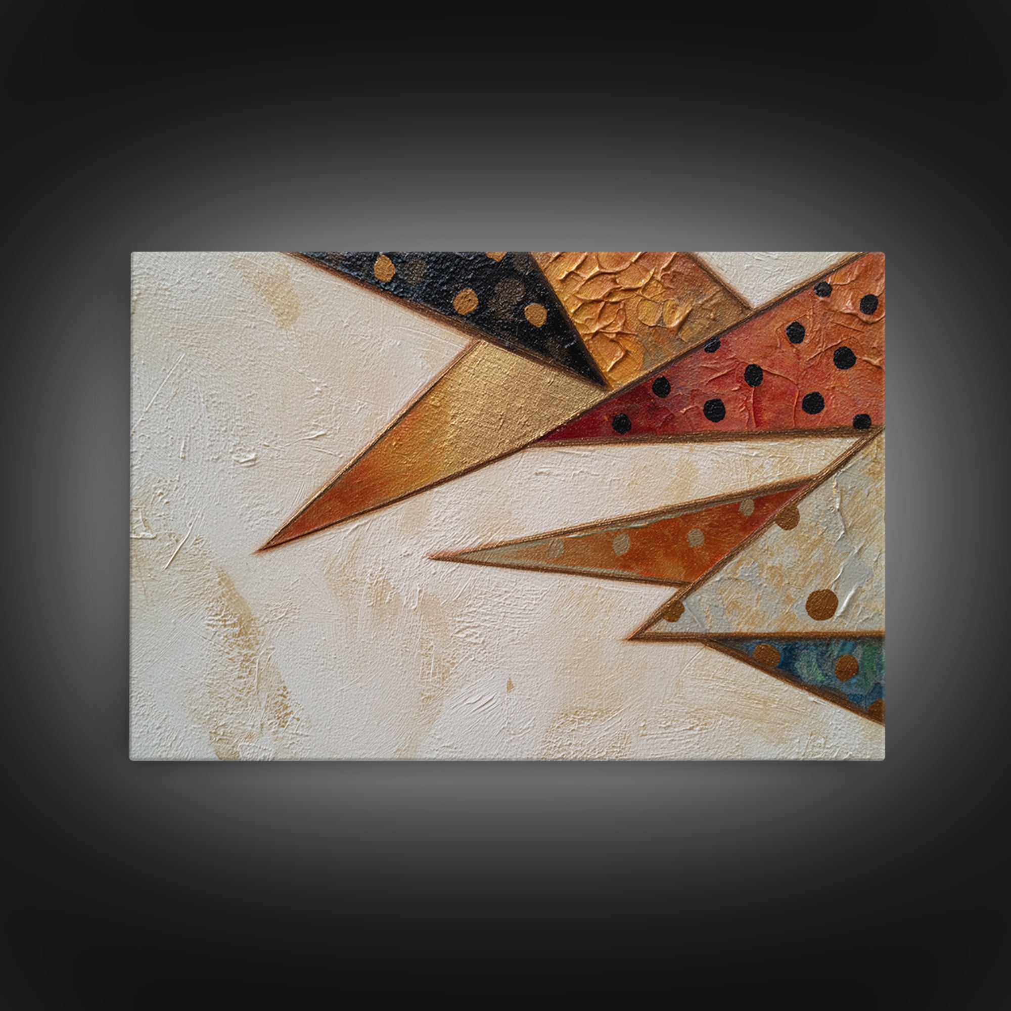 Bird Motif with Playful Geometric Feathers Canvas Print, Midcentury Modern Art, Modern Wall Art, Living Room Decor, MMA-3x2-16