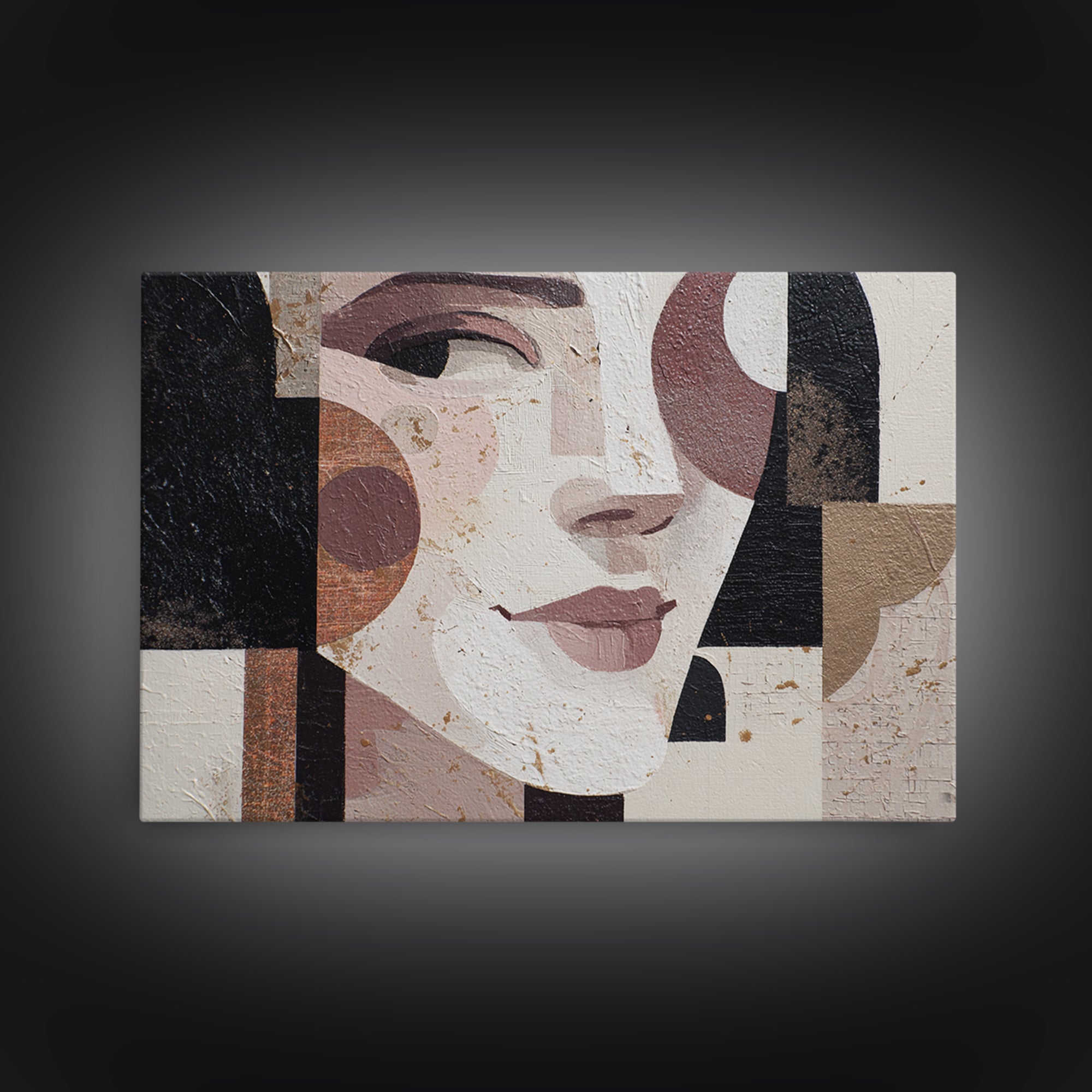 Mod Female Portrait Framed Canvas Print, Midcentury Modern Art, Prints, Living Room Decor, Fine Art, Retro, Abstract Wall Art, MMA-3x2-59